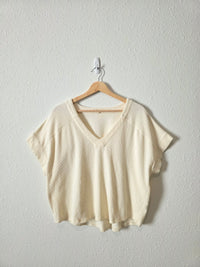 Madewell Cream Ribbed Top (L)