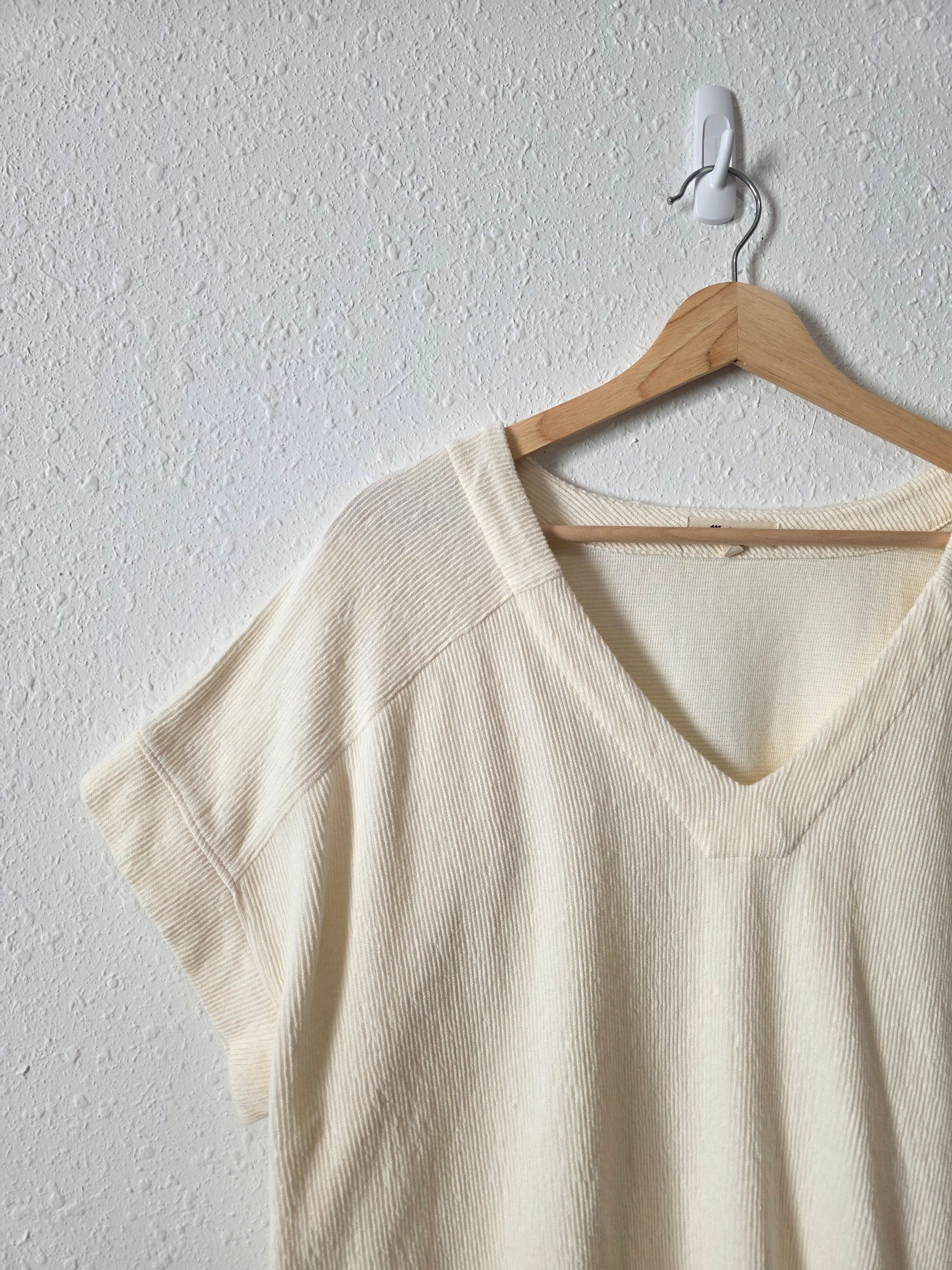 Madewell Cream Ribbed Top (L)