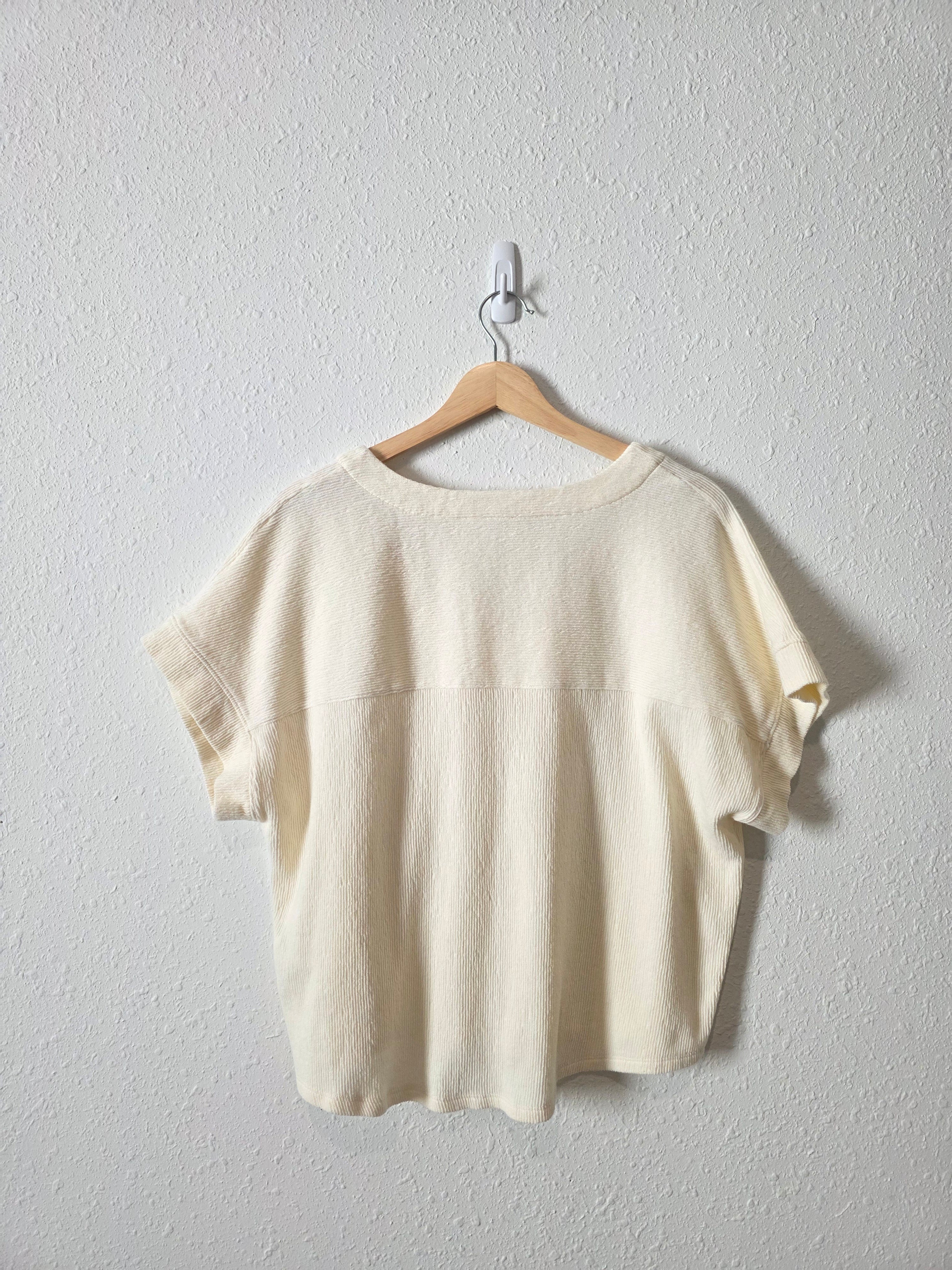 Madewell Cream Ribbed Top (L)
