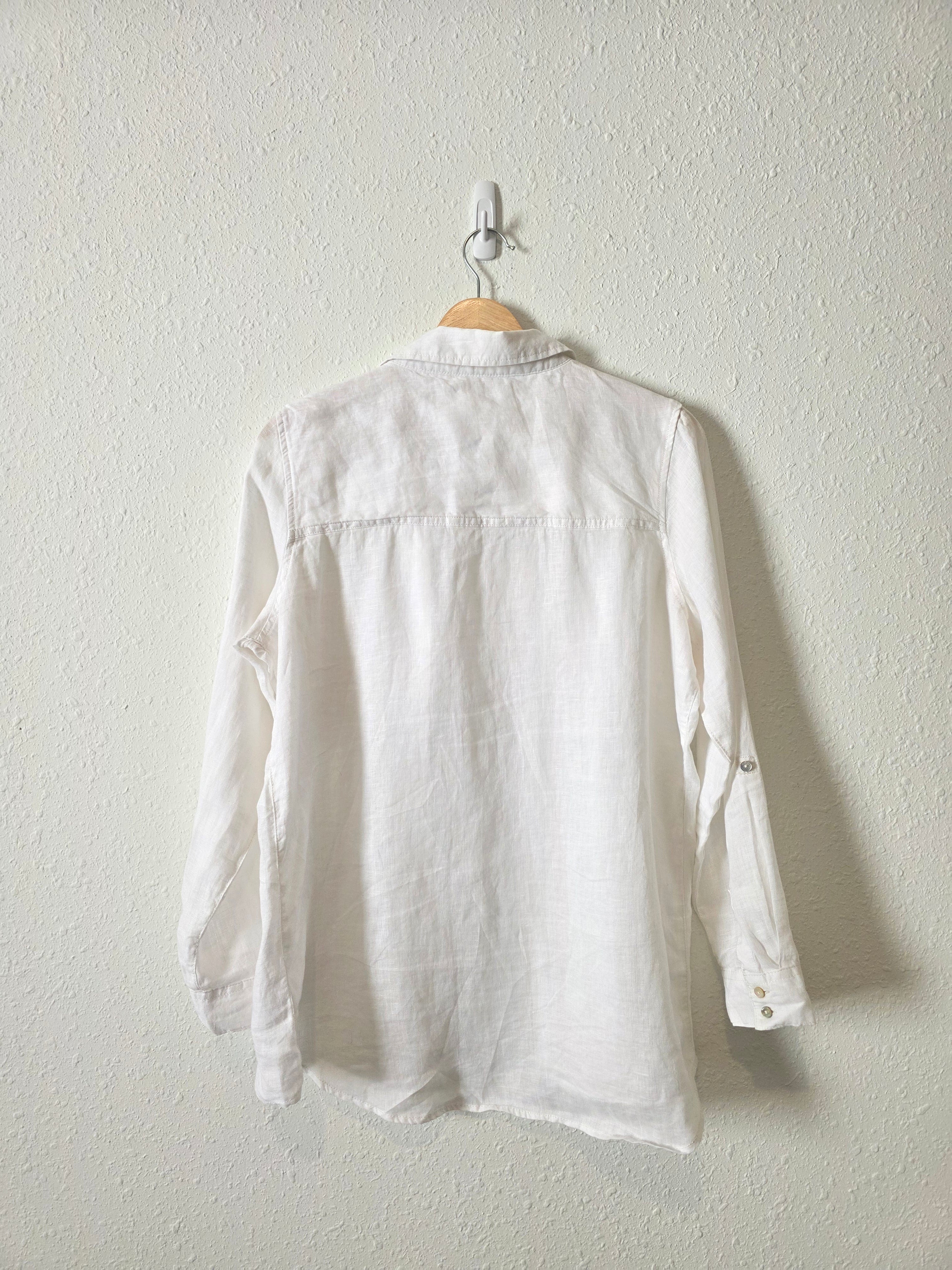 White Linen Button Up Shirt (M)