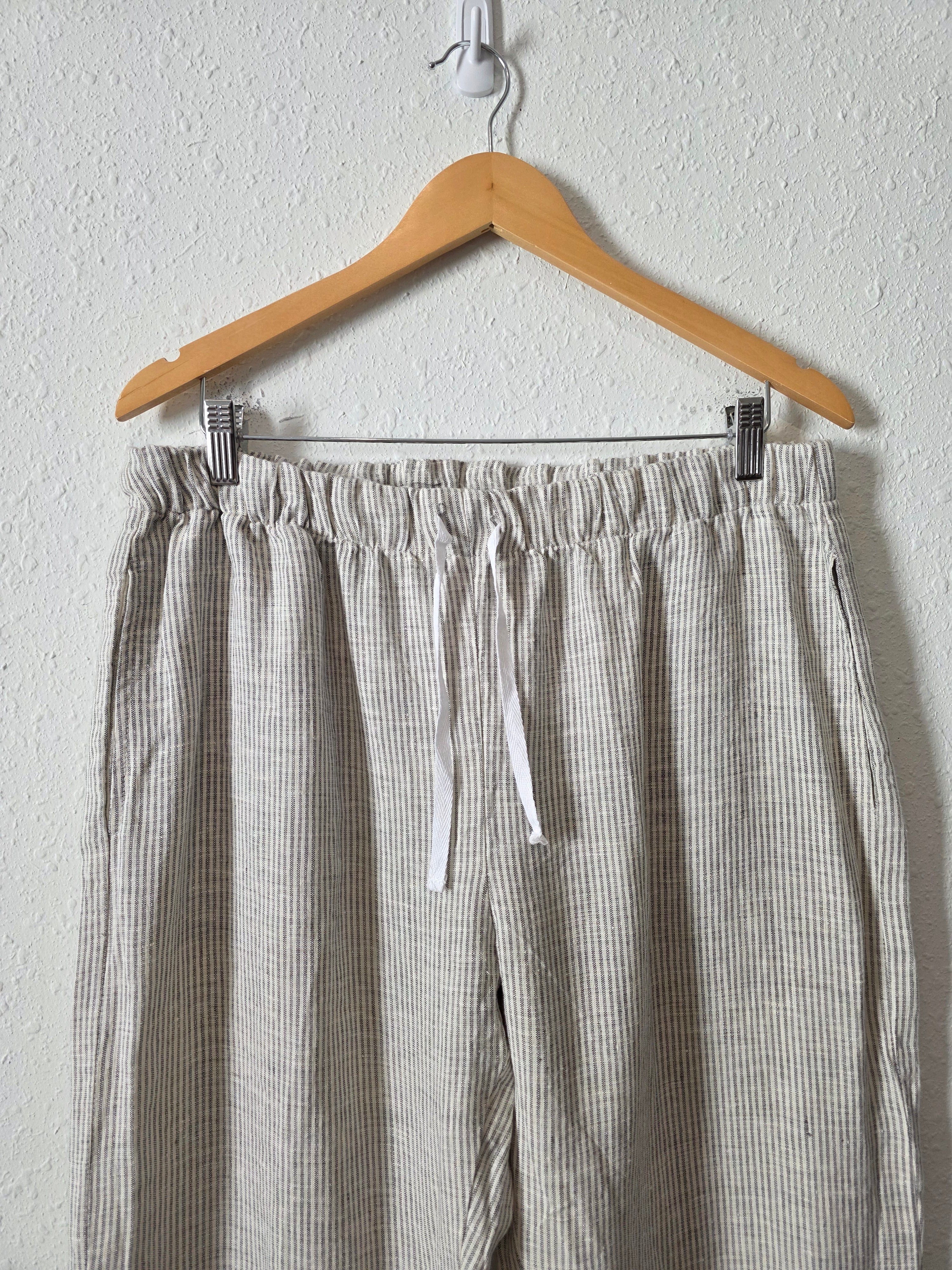 Striped Wide Leg Linen Pants (XL)