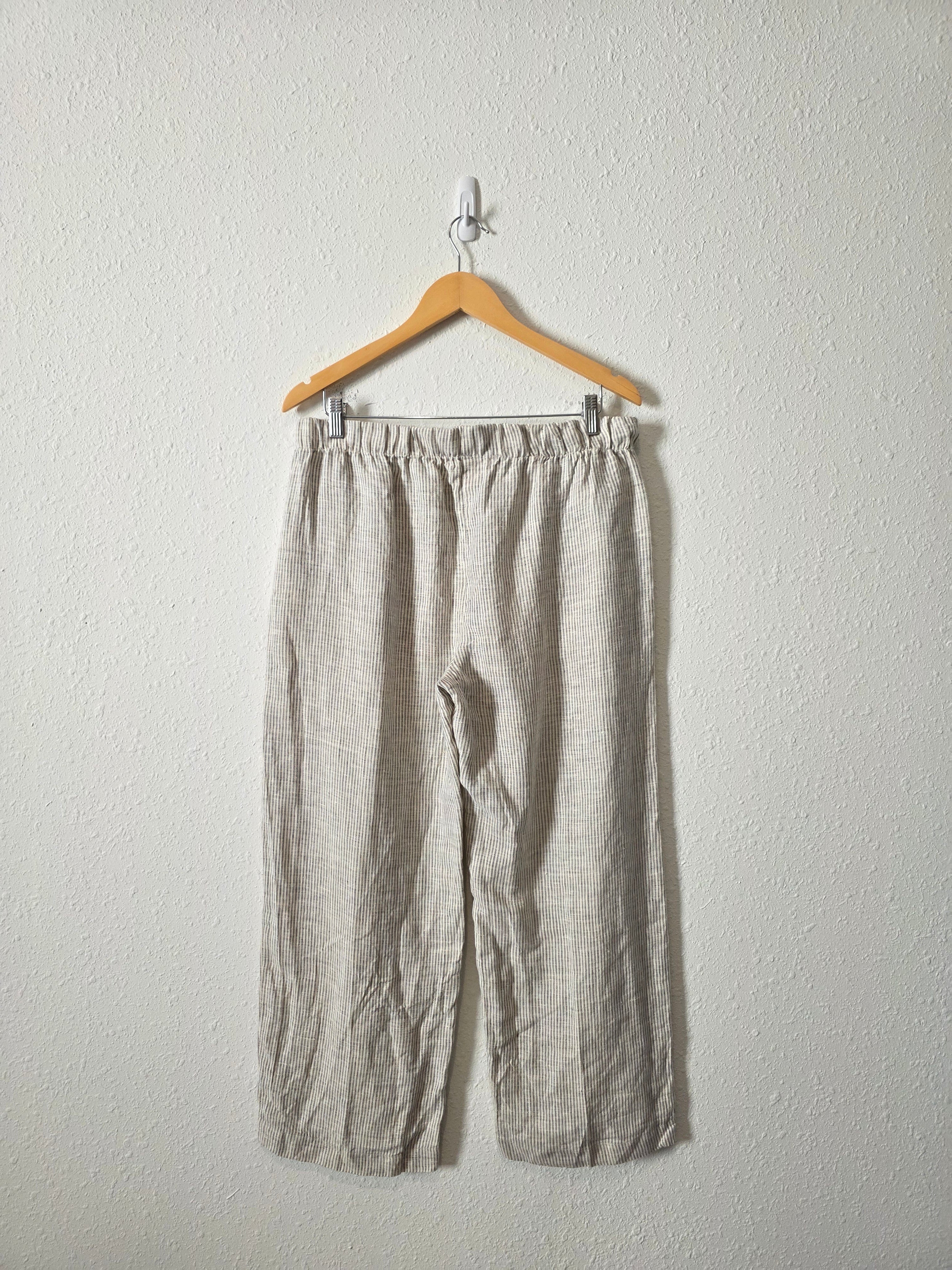 Striped Wide Leg Linen Pants (XL)