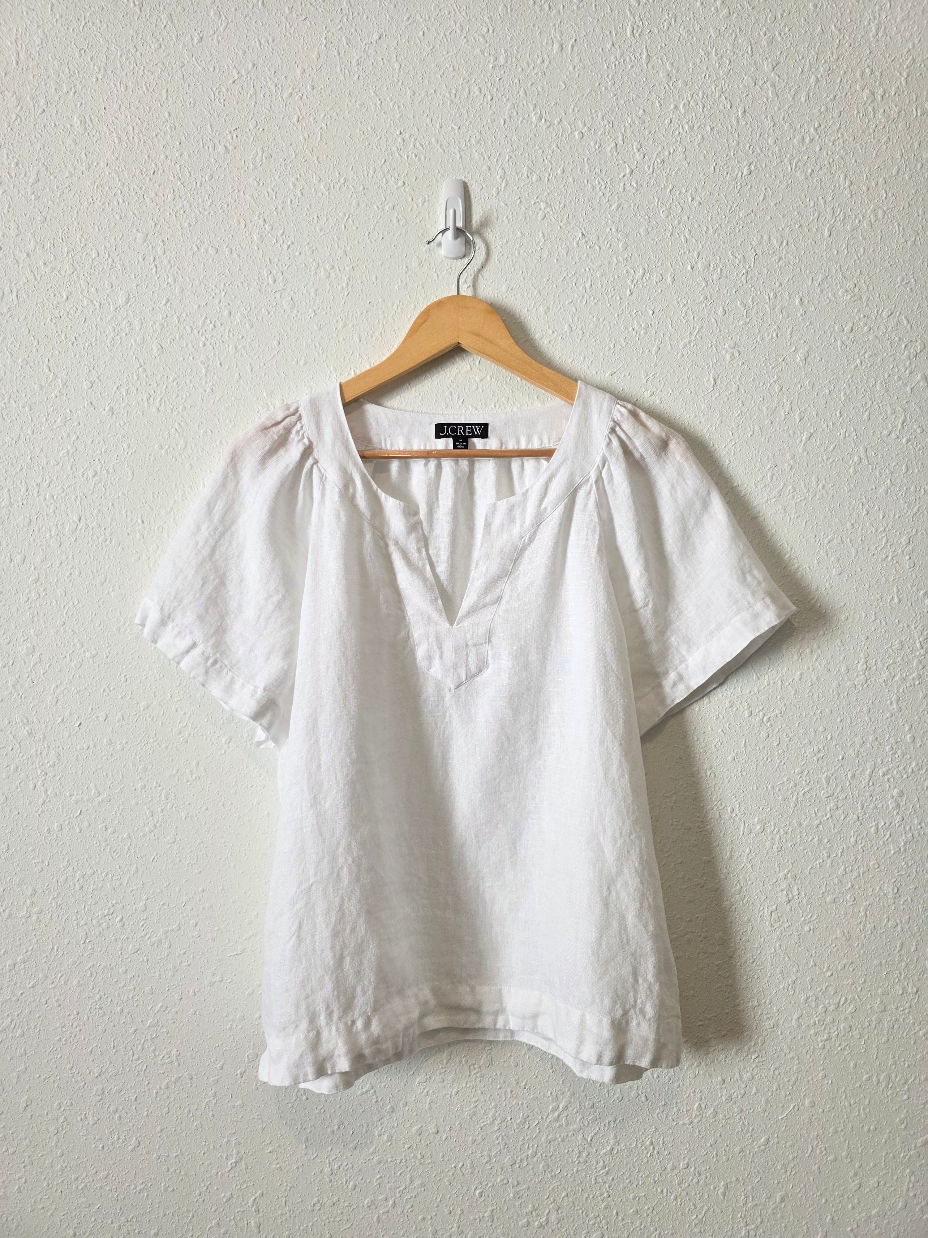 J.Crew Linen V Neck Top (M)