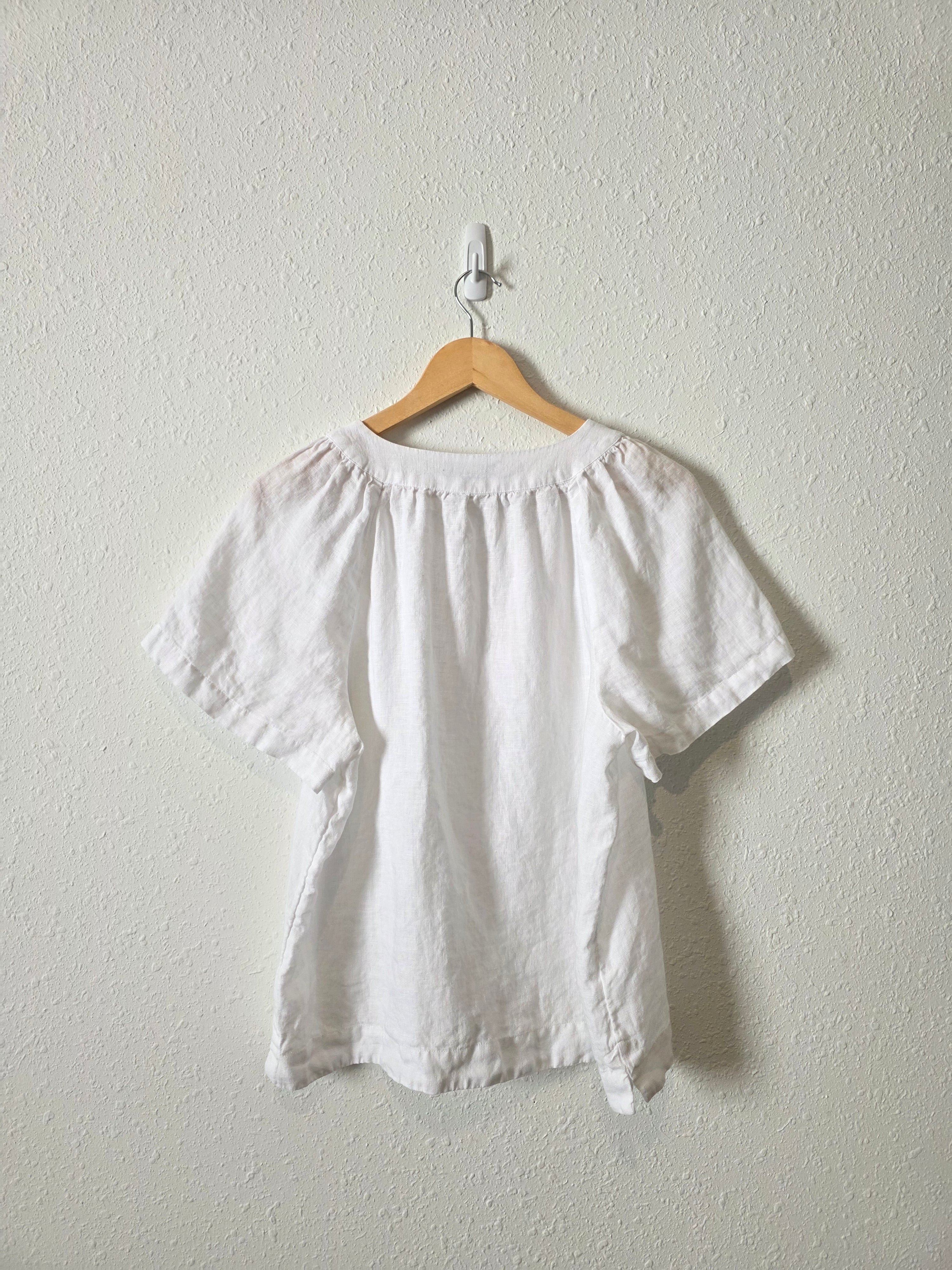 J.Crew Linen V Neck Top (M)