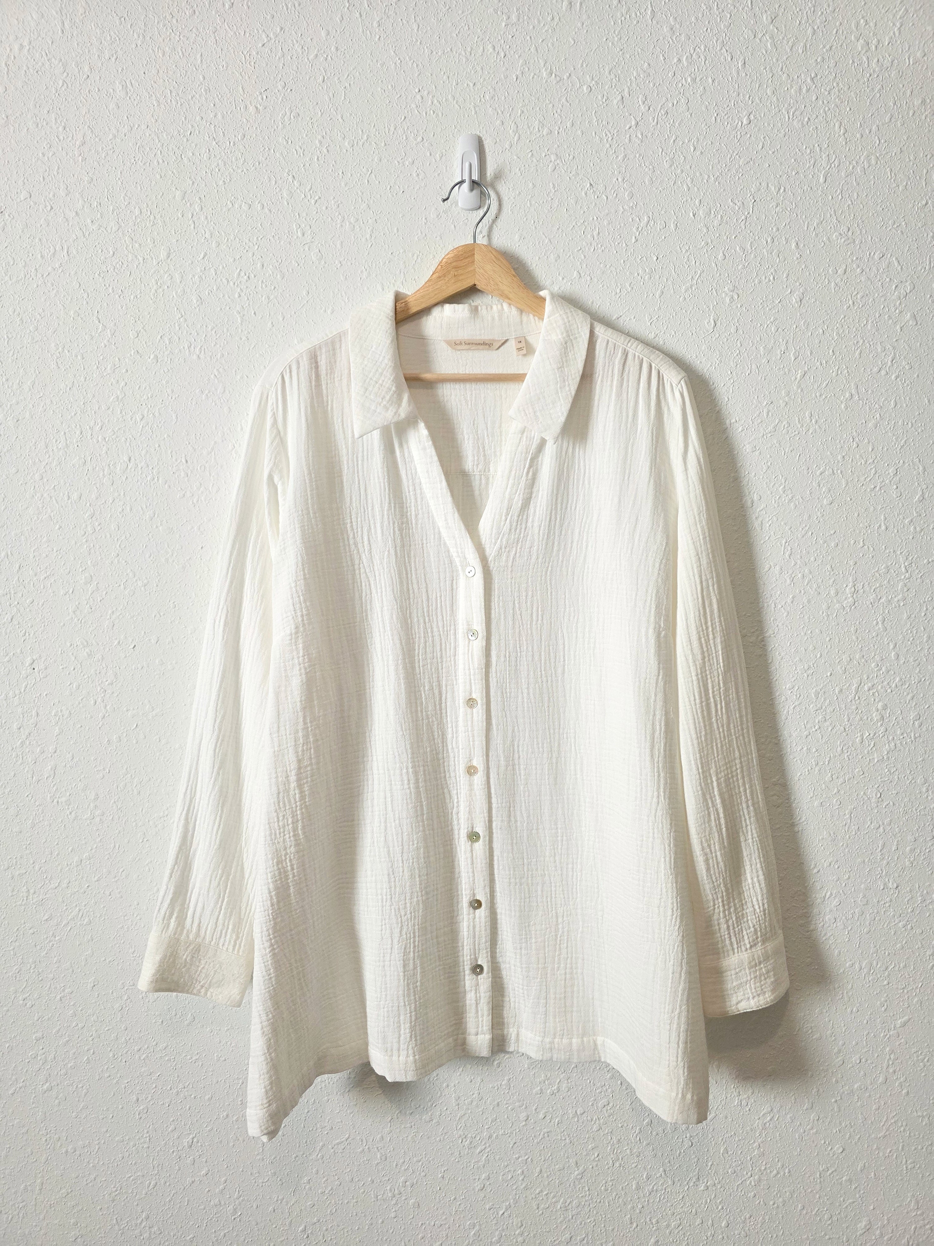 Soft Surroundings Gauze Button Up (1X)