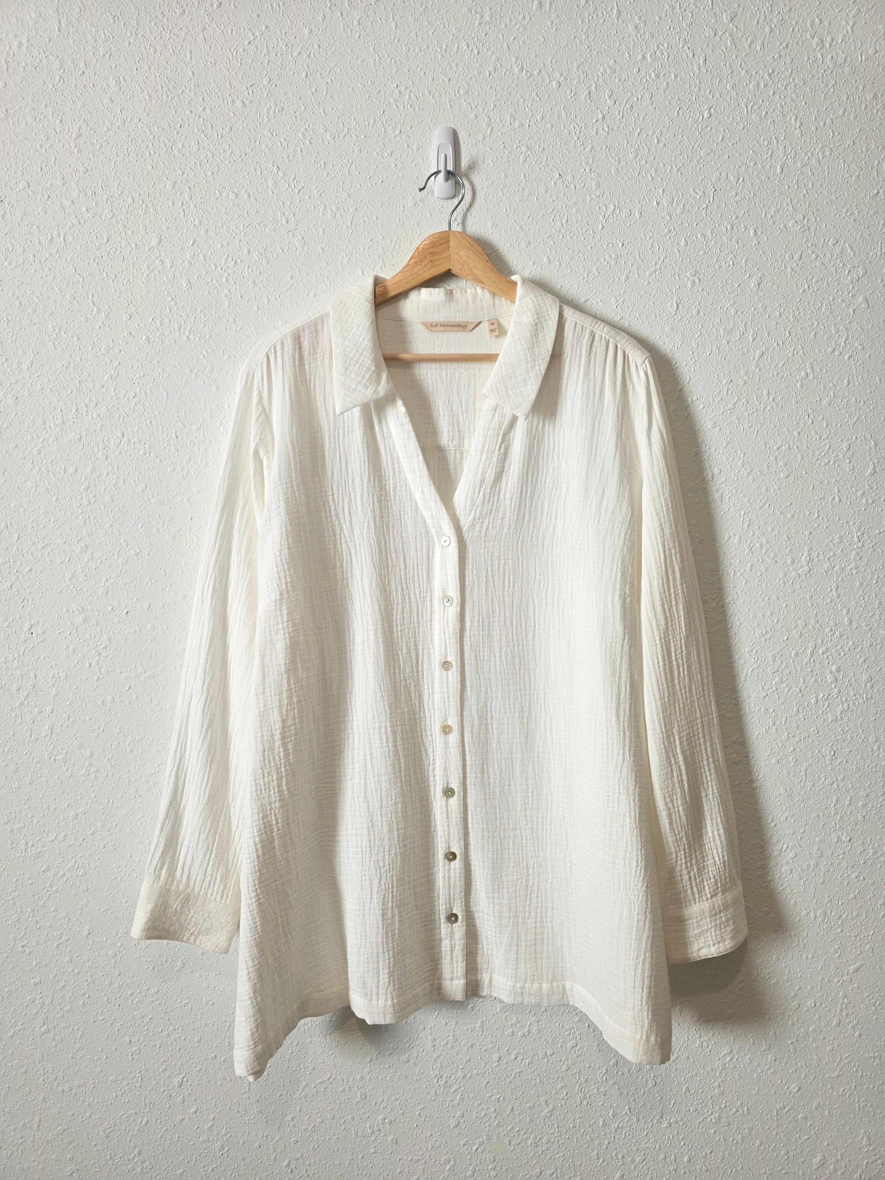 Soft Surroundings Gauze Button Up (1X)