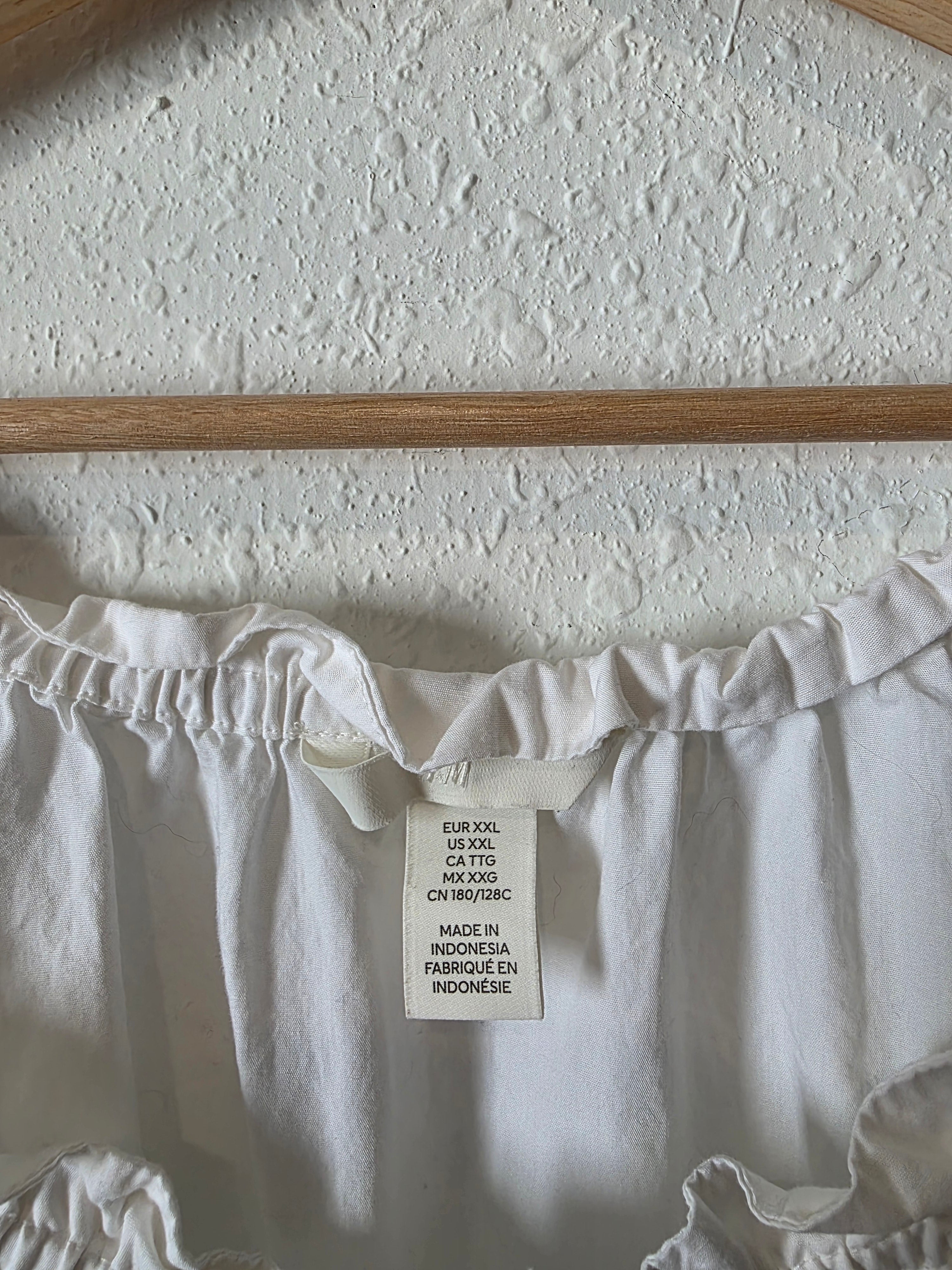 White Button Front Cotton Blouse (XXL)