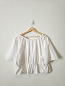 White Button Front Cotton Blouse (XXL)