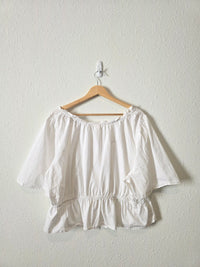 White Button Front Cotton Blouse (XXL)