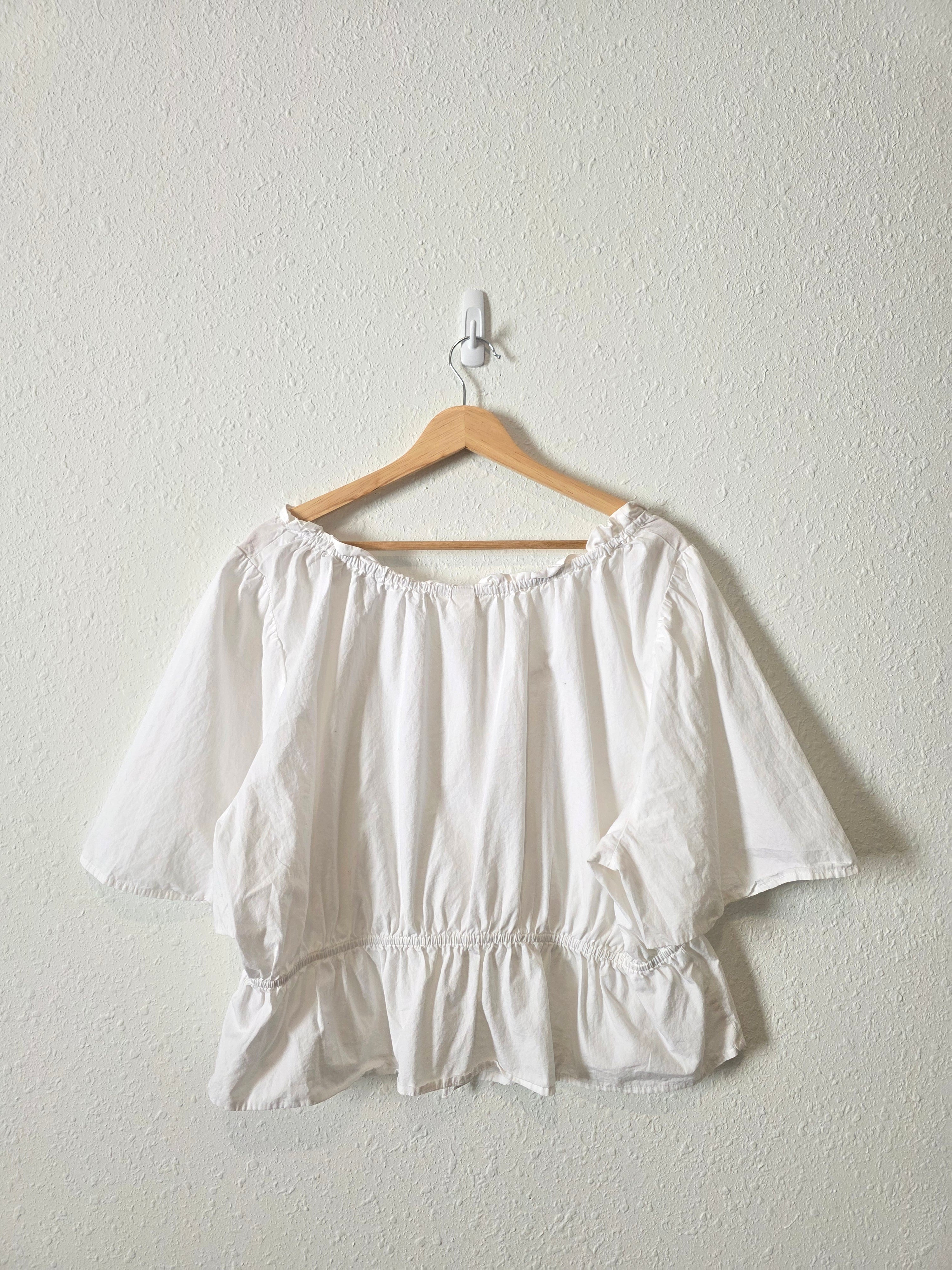 White Button Front Cotton Blouse (XXL)