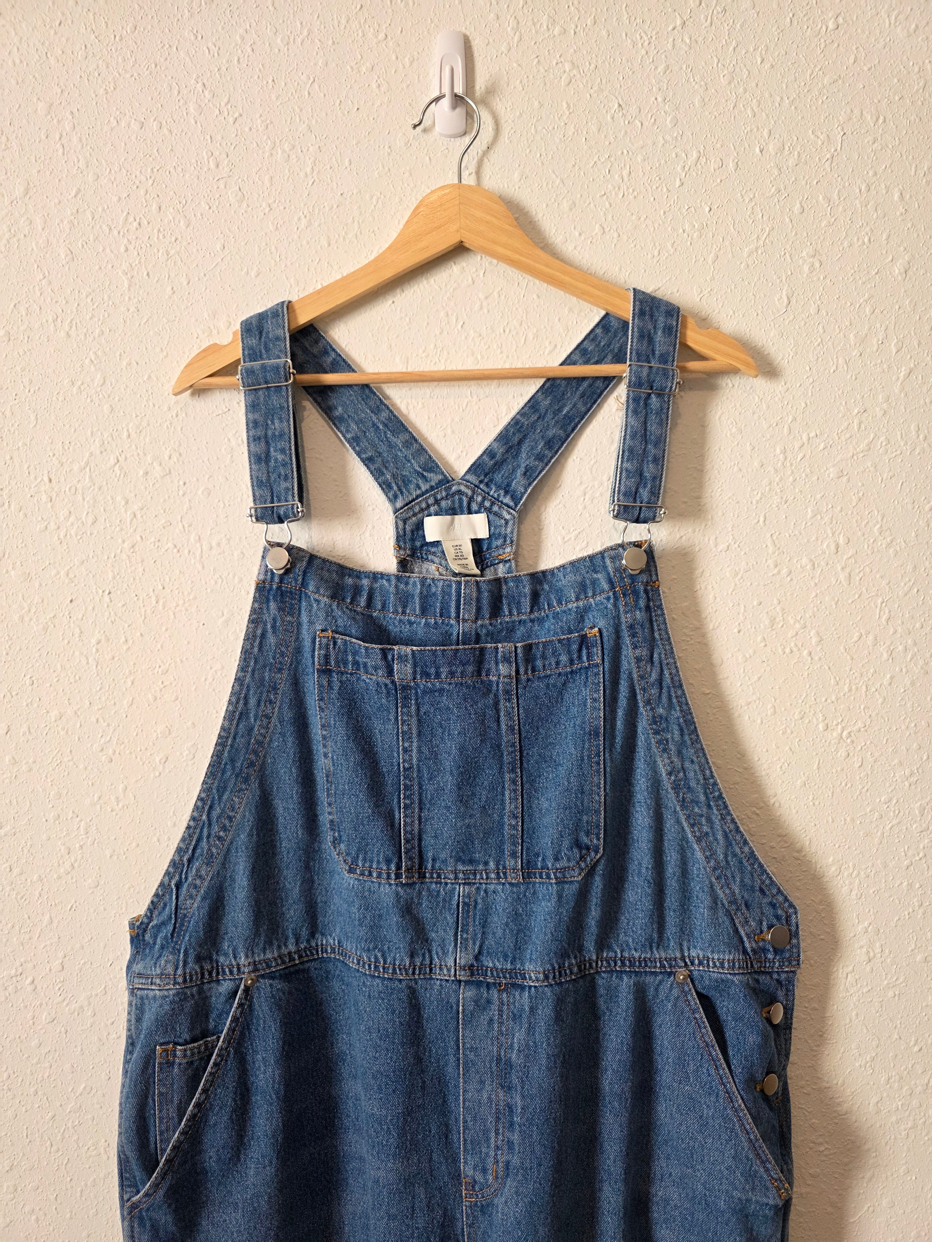 Relaxed Straight Denim Overalls (XL)