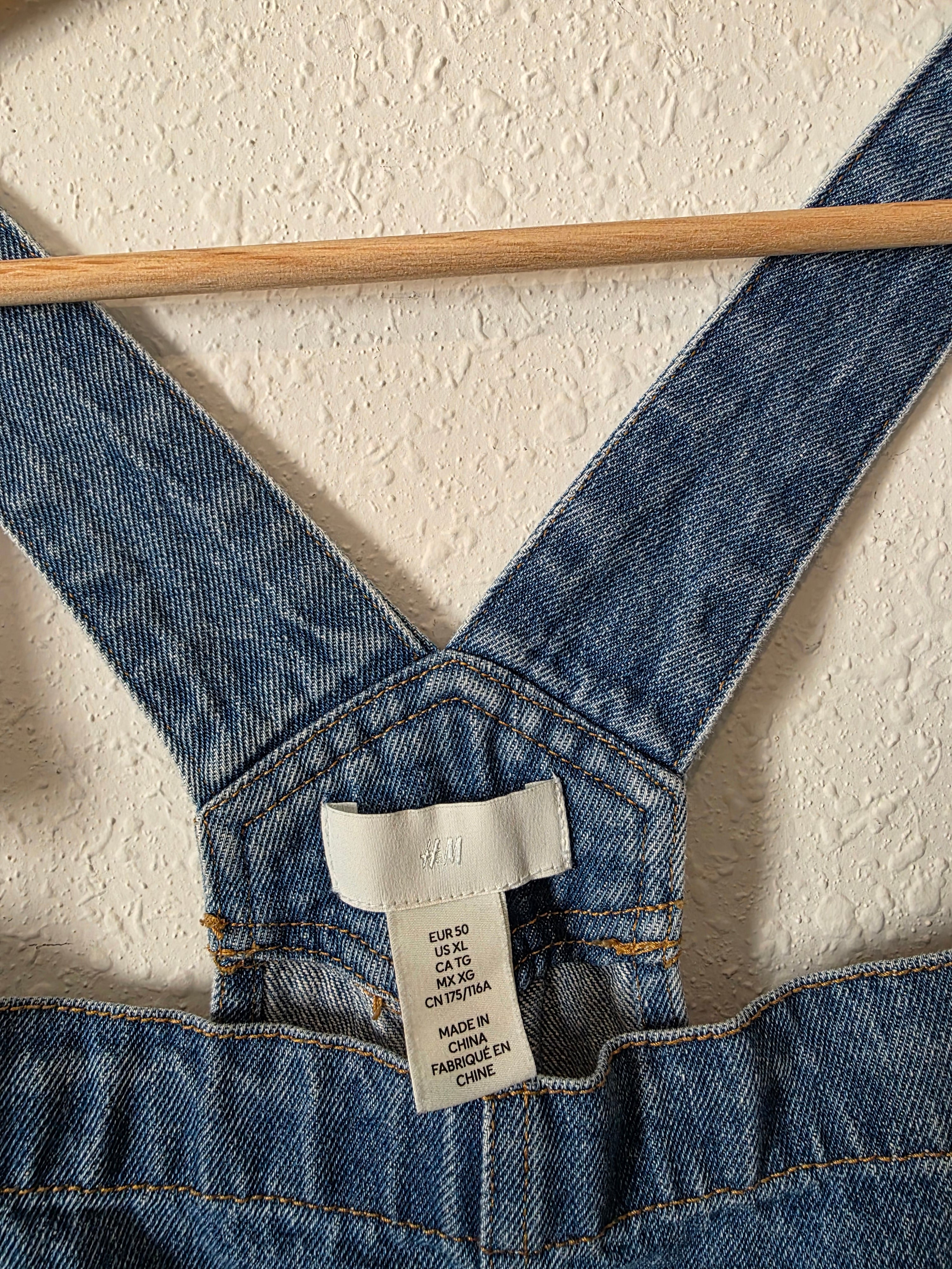 Relaxed Straight Denim Overalls (XL)