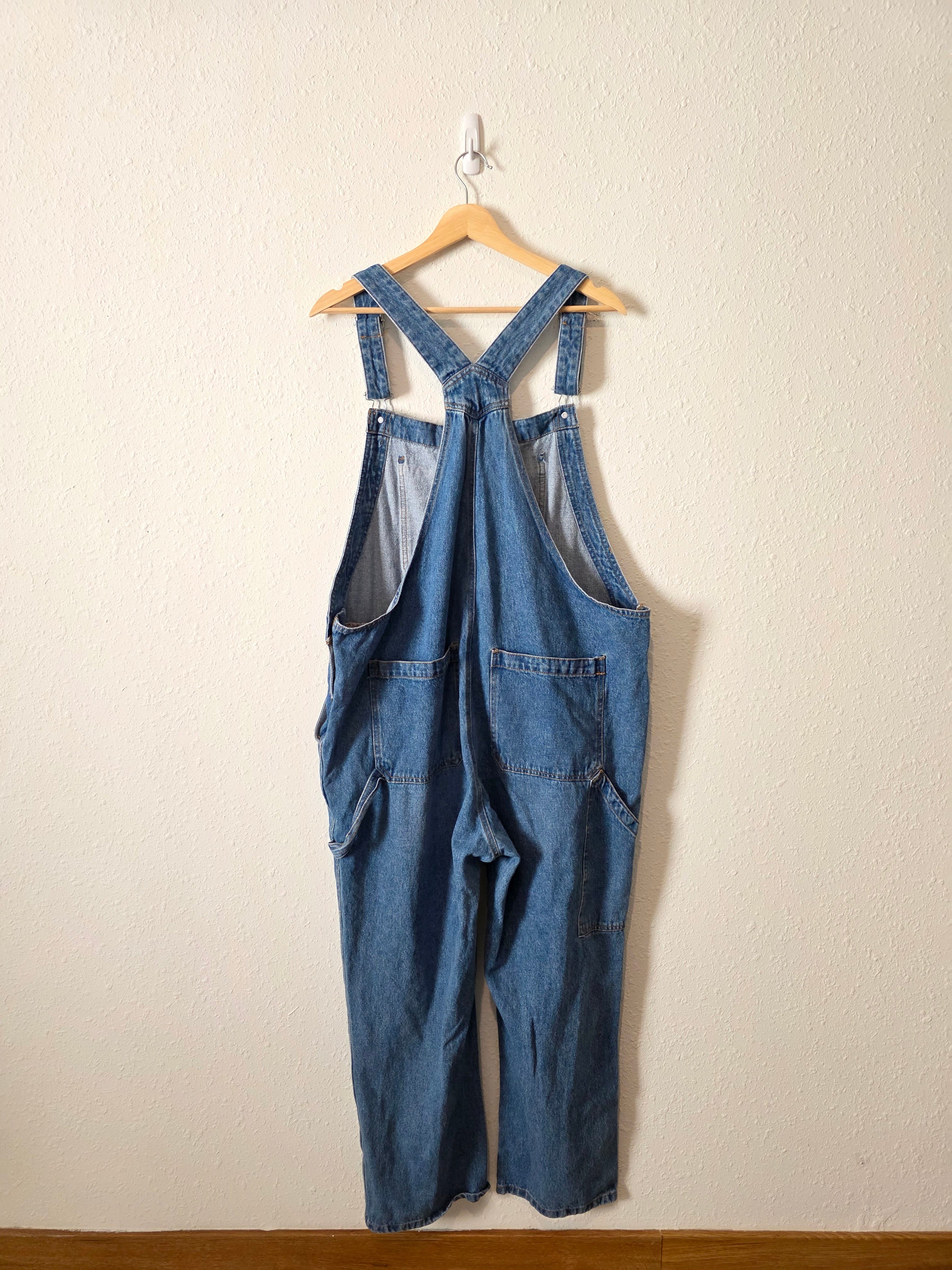 Relaxed Straight Denim Overalls (XL)