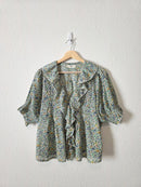 Natural Life Floral Ruffle Top (L)