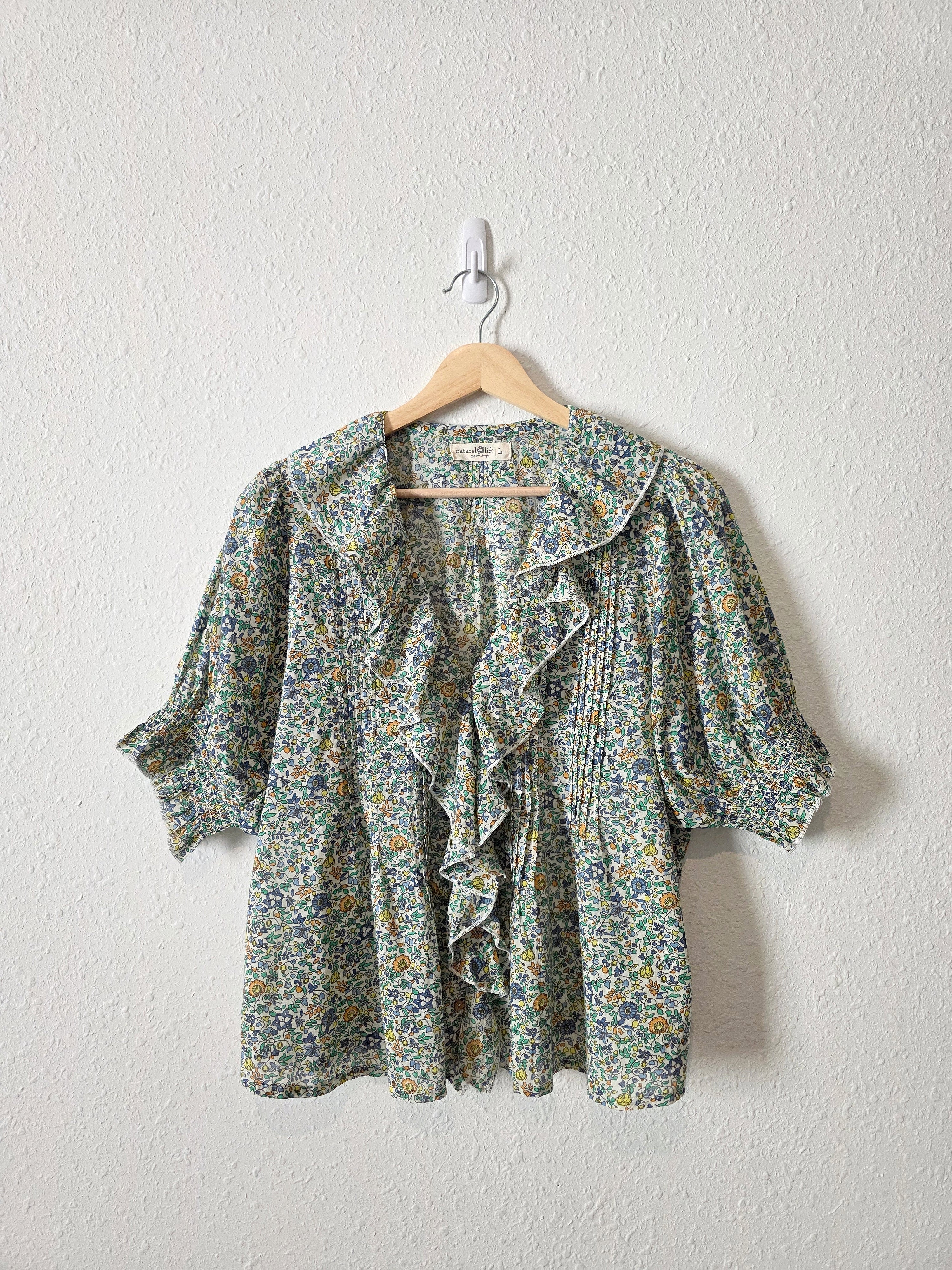 Natural Life Floral Ruffle Top (L)