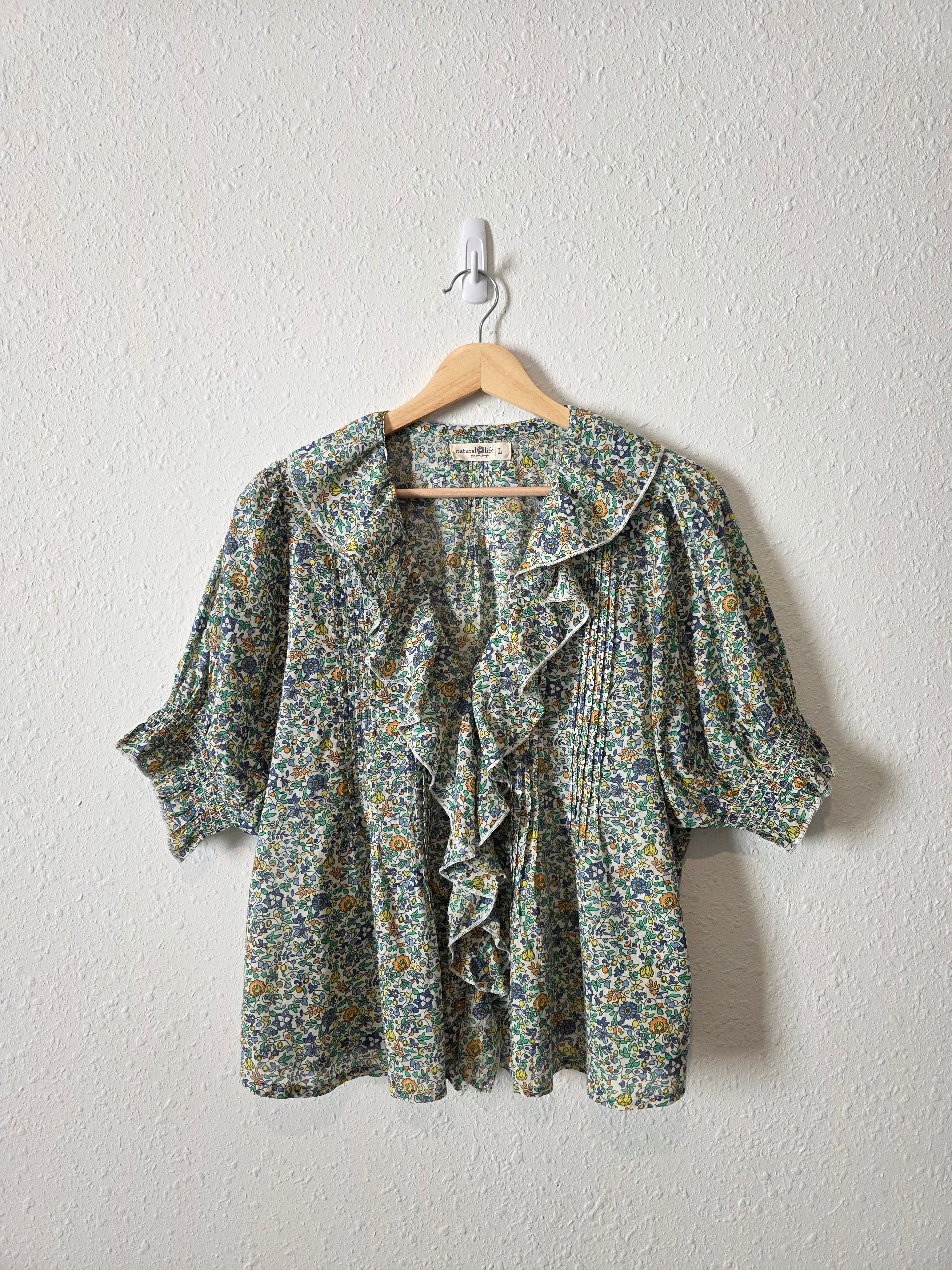 Natural Life Floral Ruffle Top (L)