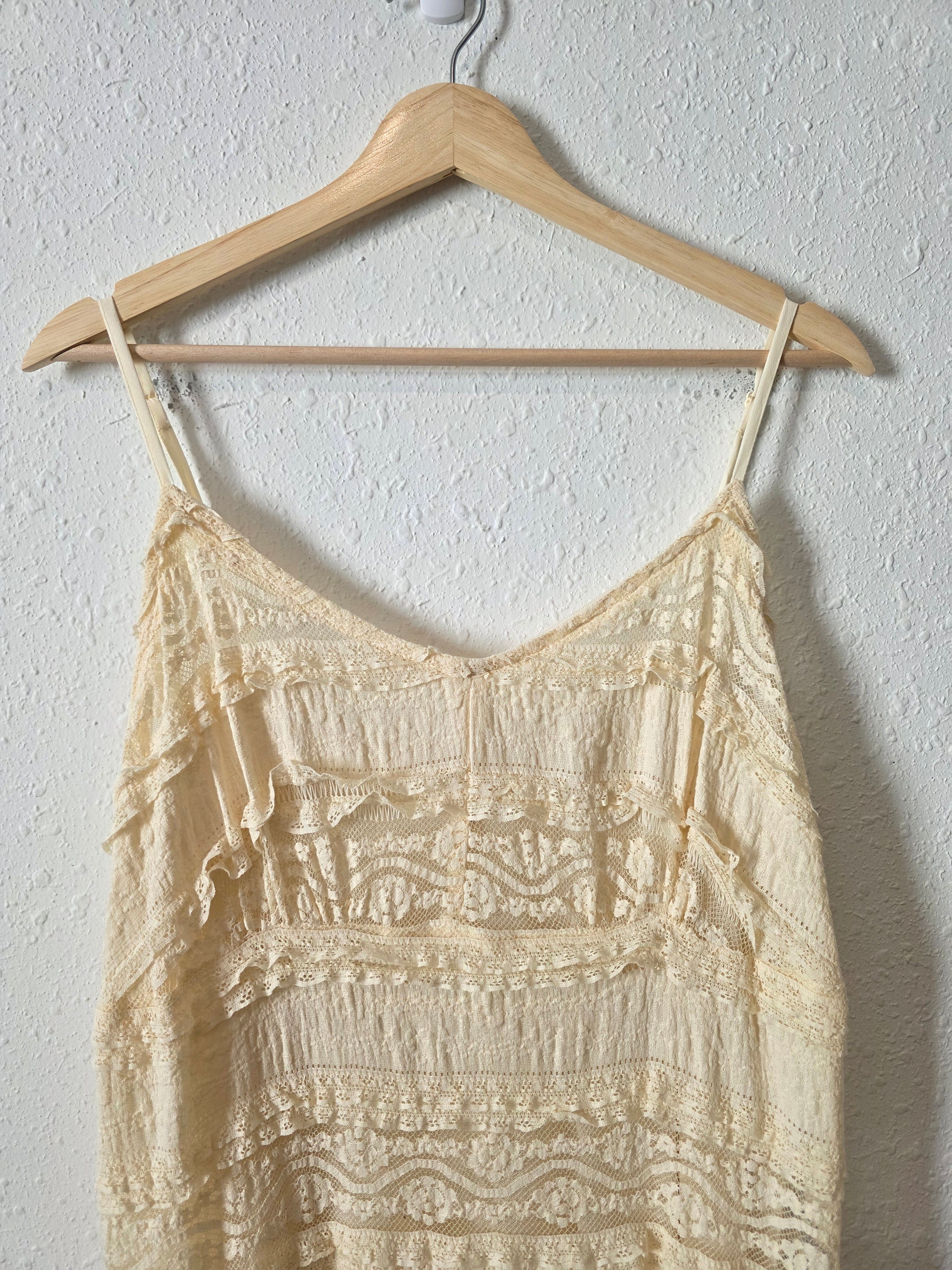 Cream Lace Maxi Dress (L)