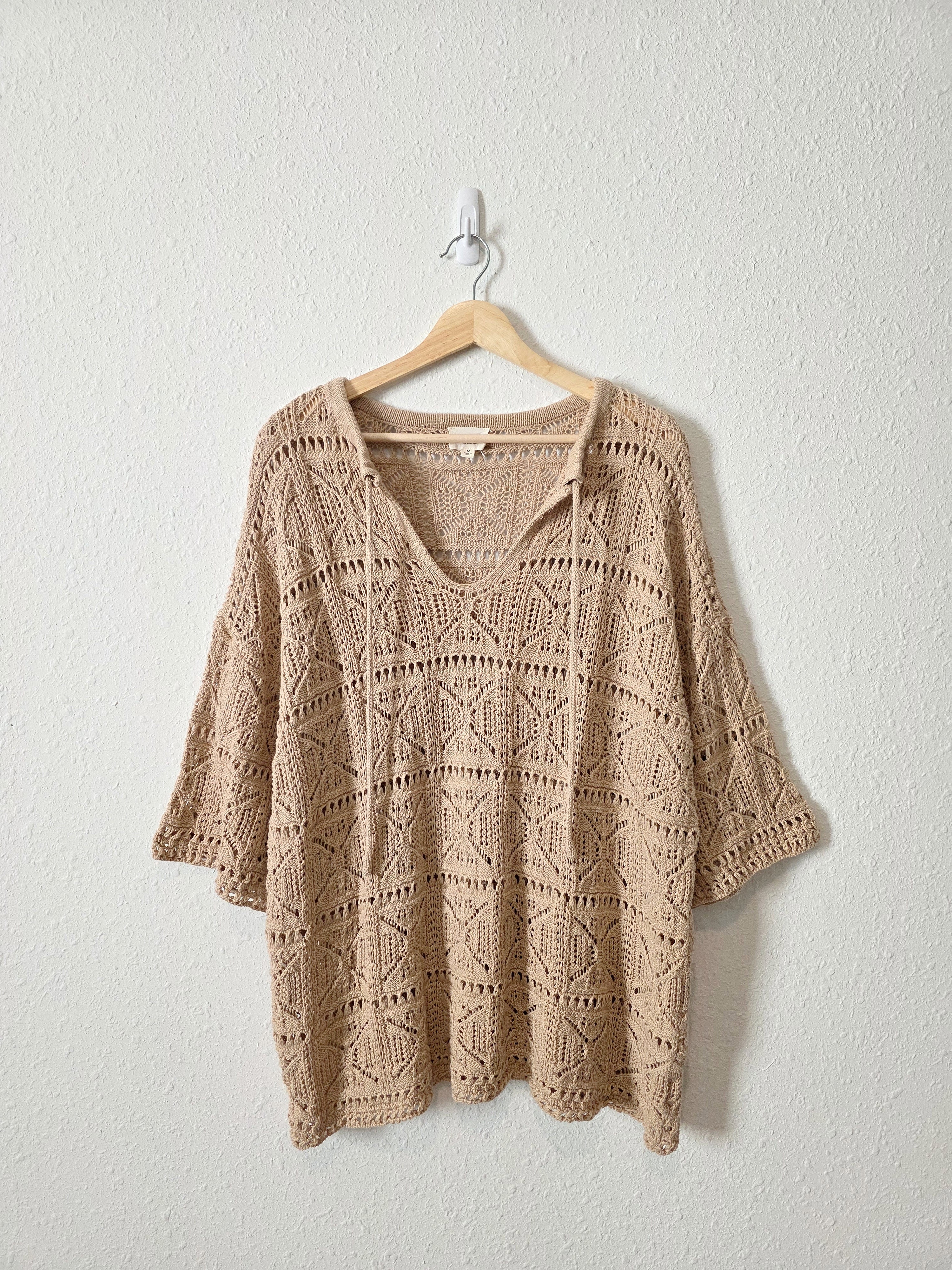 Oversized Crochet Knit Tunic (M)