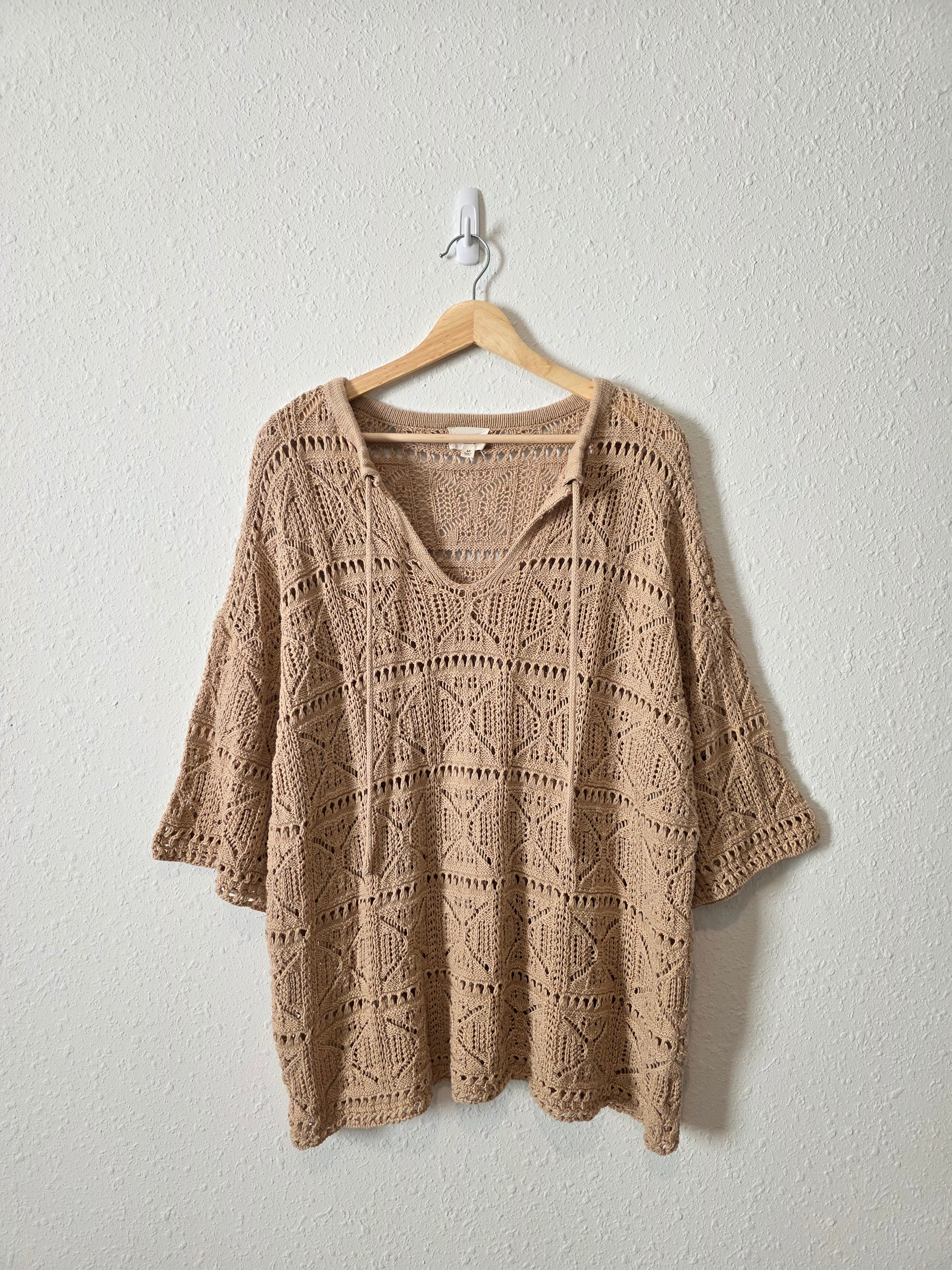Oversized Crochet Knit Tunic (M)