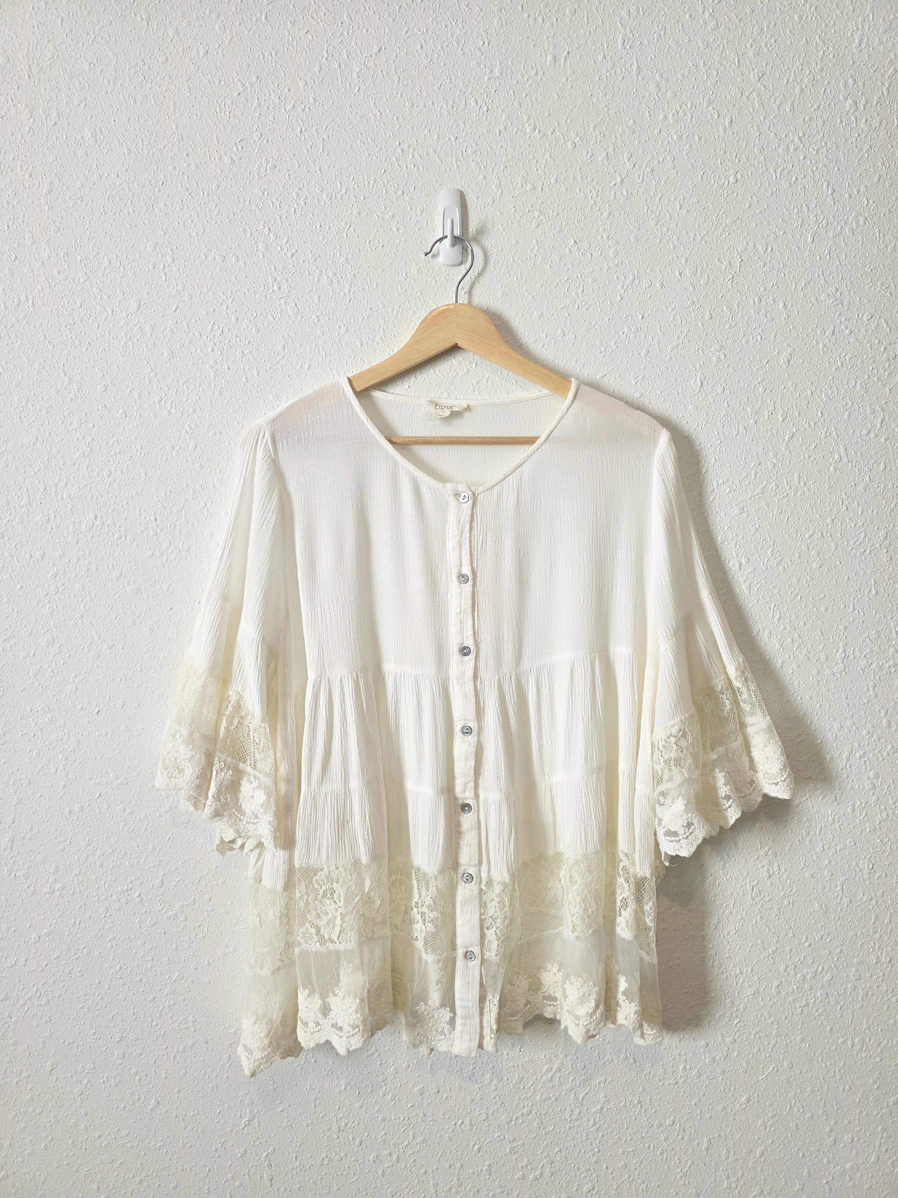 Floral Lace Cotton Blouse (S)