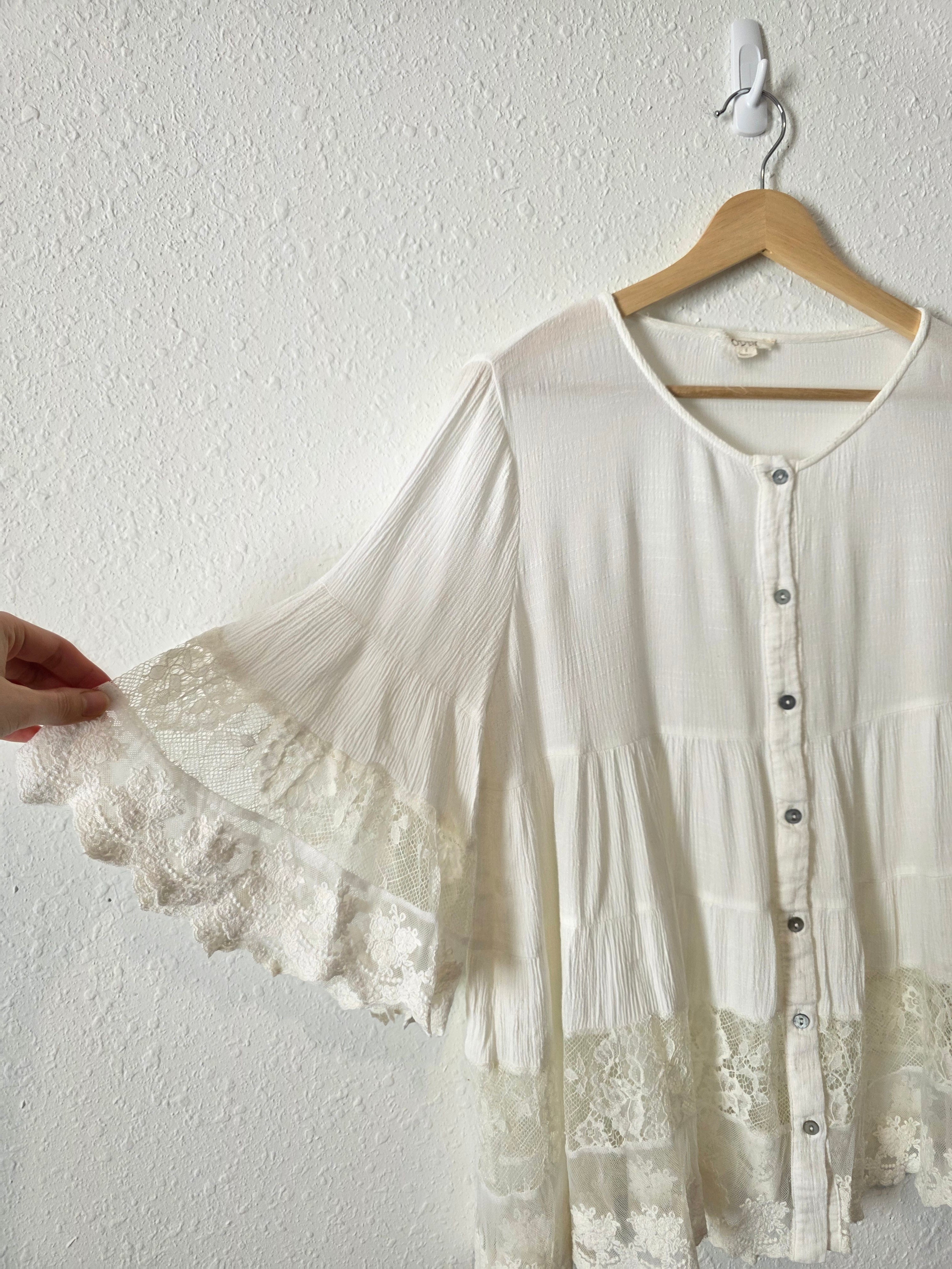Floral Lace Cotton Blouse (S)
