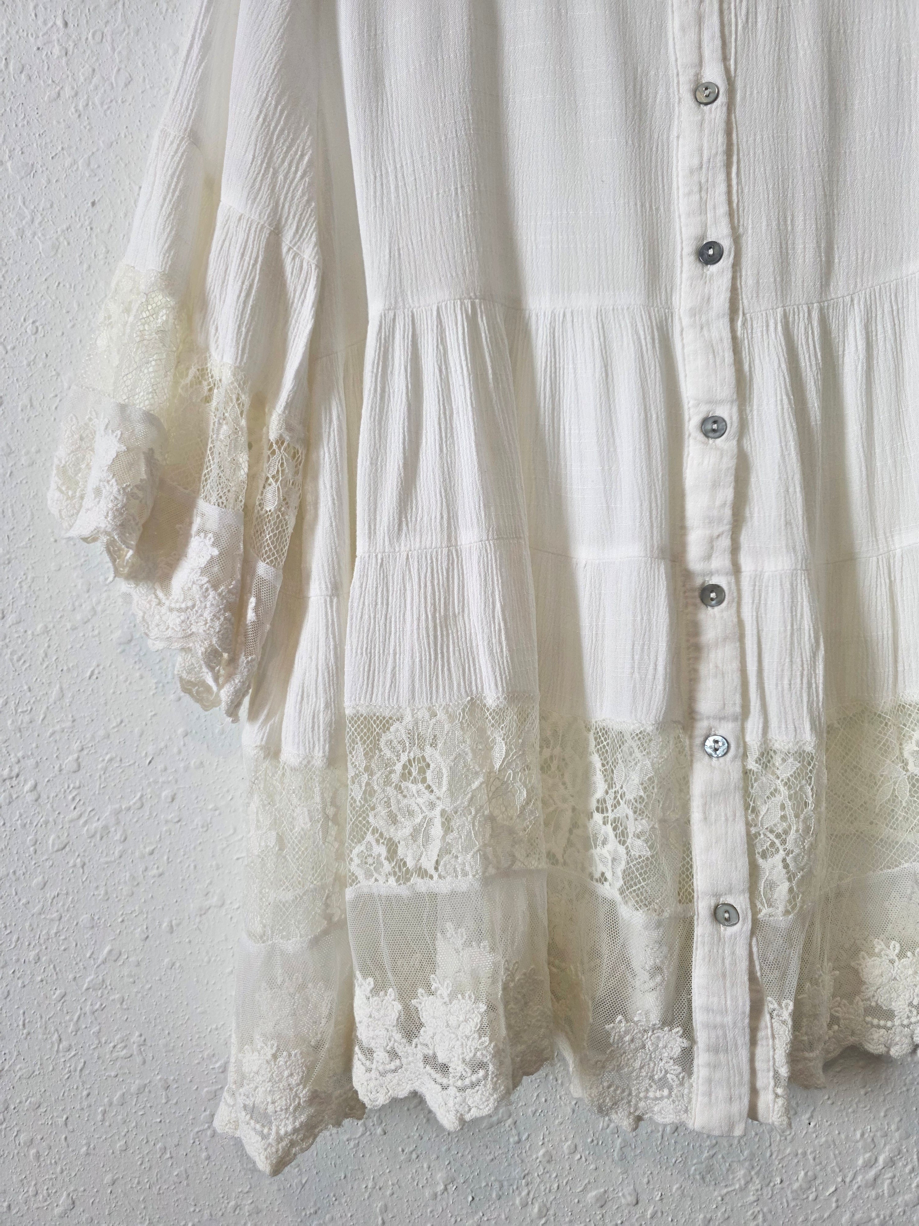 Floral Lace Cotton Blouse (S)