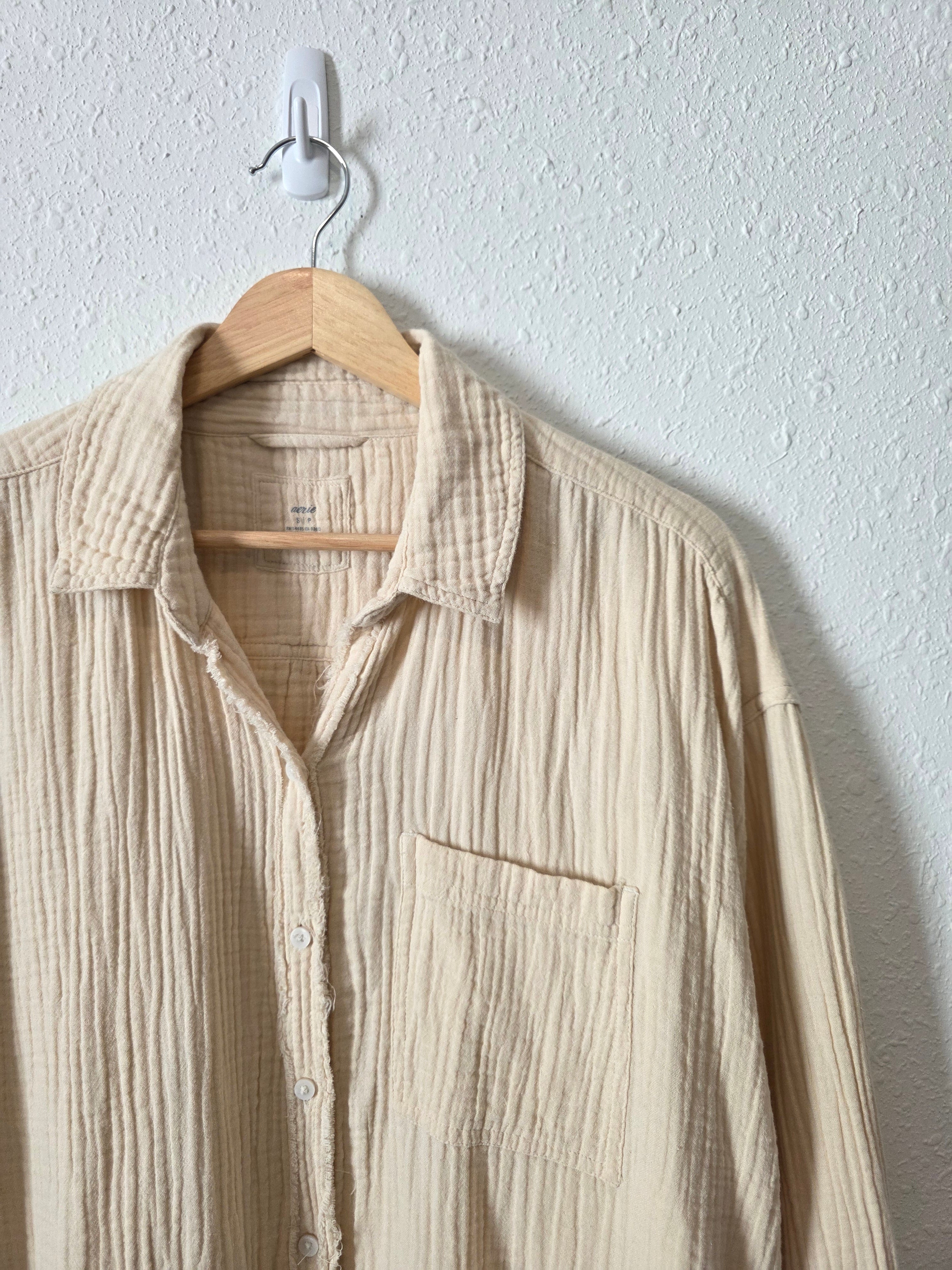 Aerie Cotton Gauze Button Up (S)