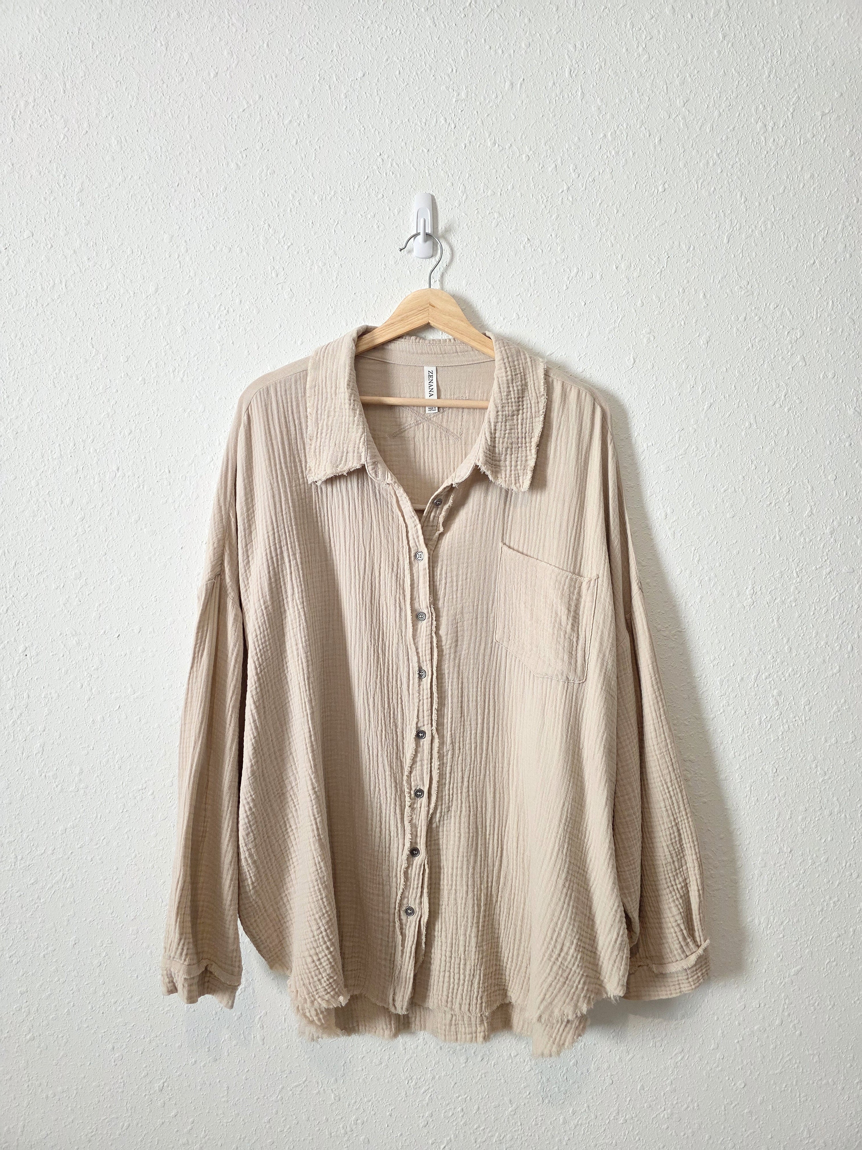 Zenana Cotton Gauze Button Up (3X)