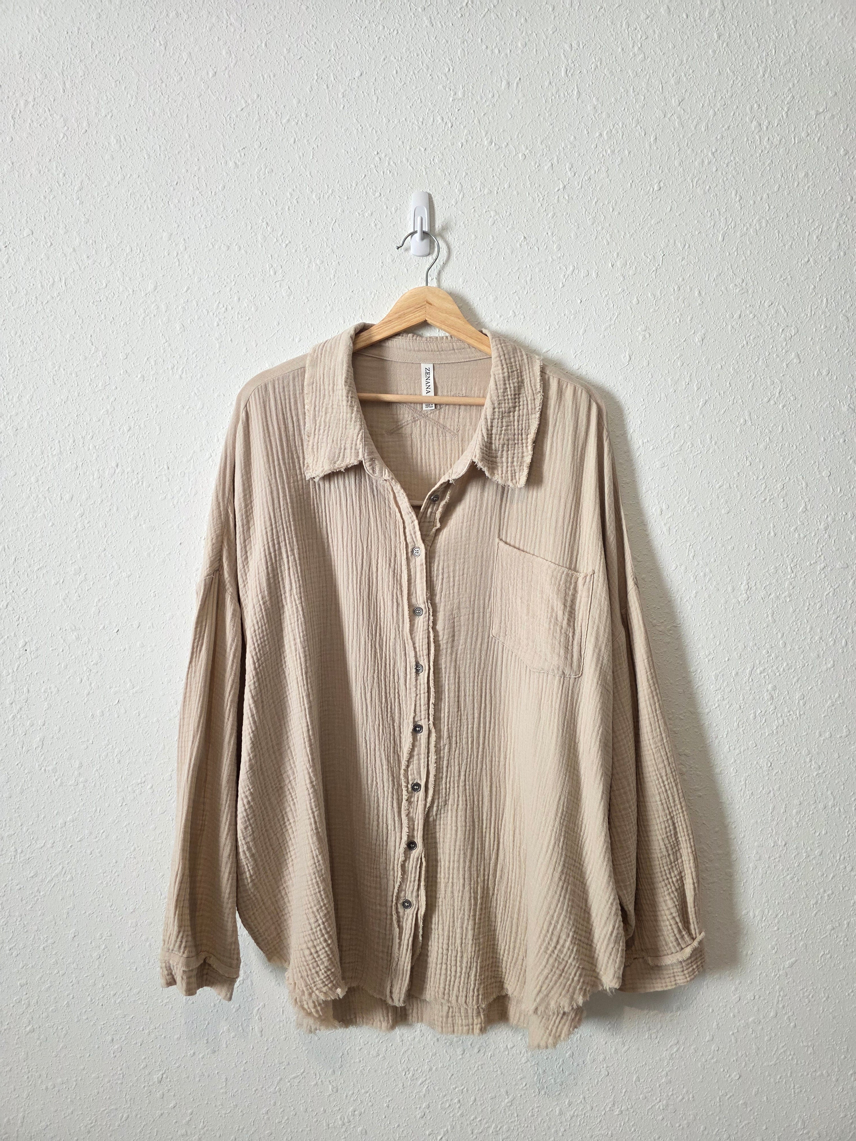 Zenana Cotton Gauze Button Up (3X)