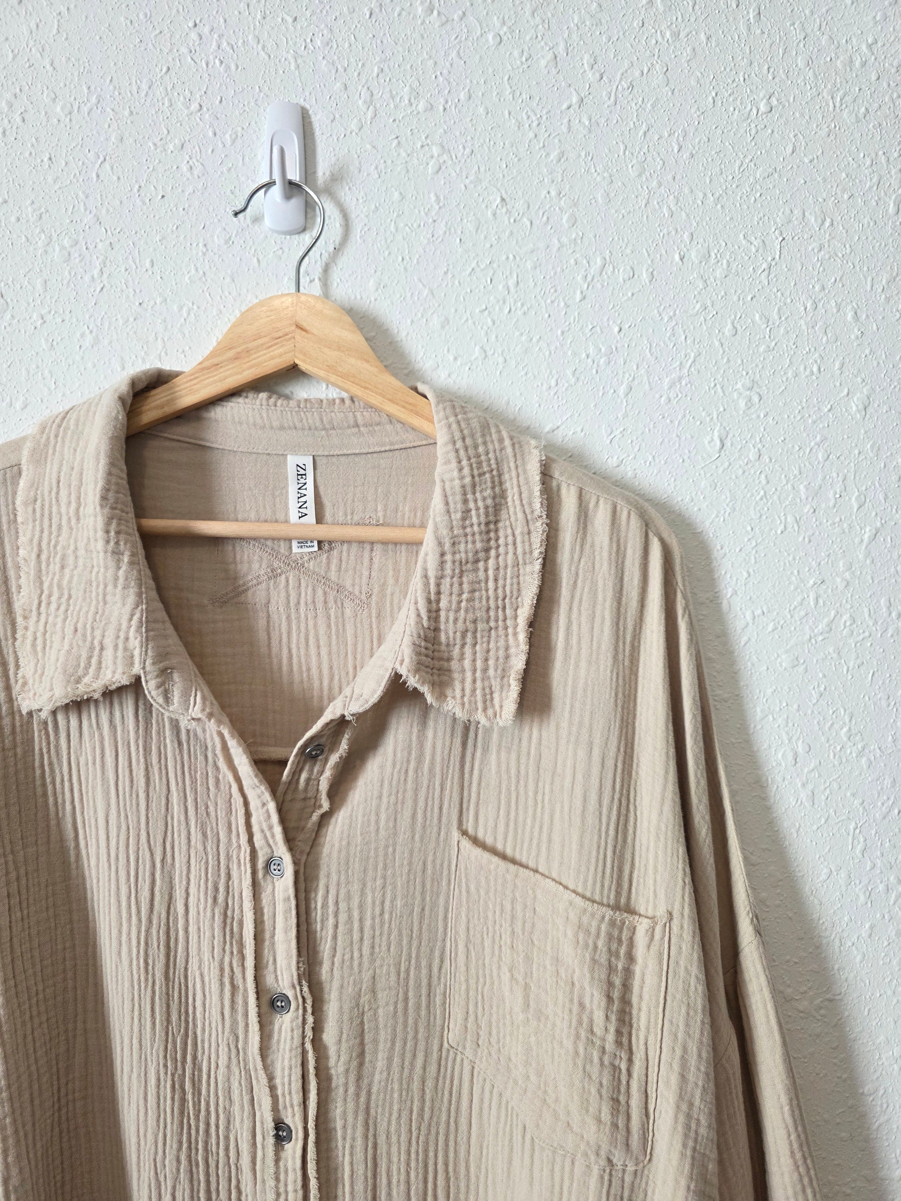 Zenana Cotton Gauze Button Up (3X)