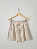 Striped Cotton Linen Blend Shorts (S)