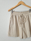 Striped Cotton Linen Blend Shorts (S)
