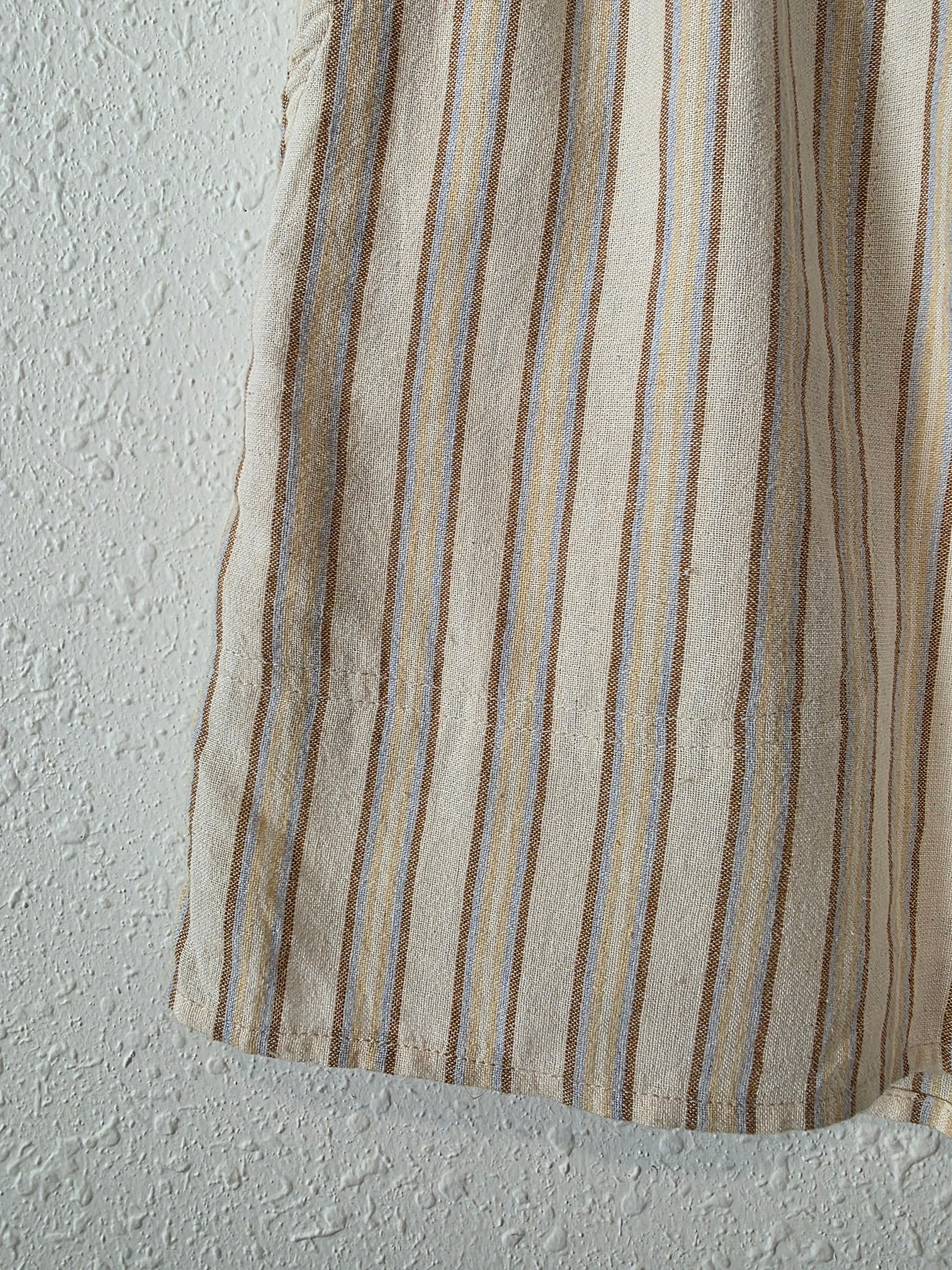 Striped Cotton Linen Blend Shorts (S)