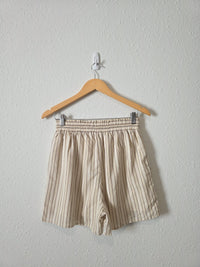 Striped Cotton Linen Blend Shorts (S)