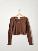 Madewell Brown Crop Waffle Tee (L)