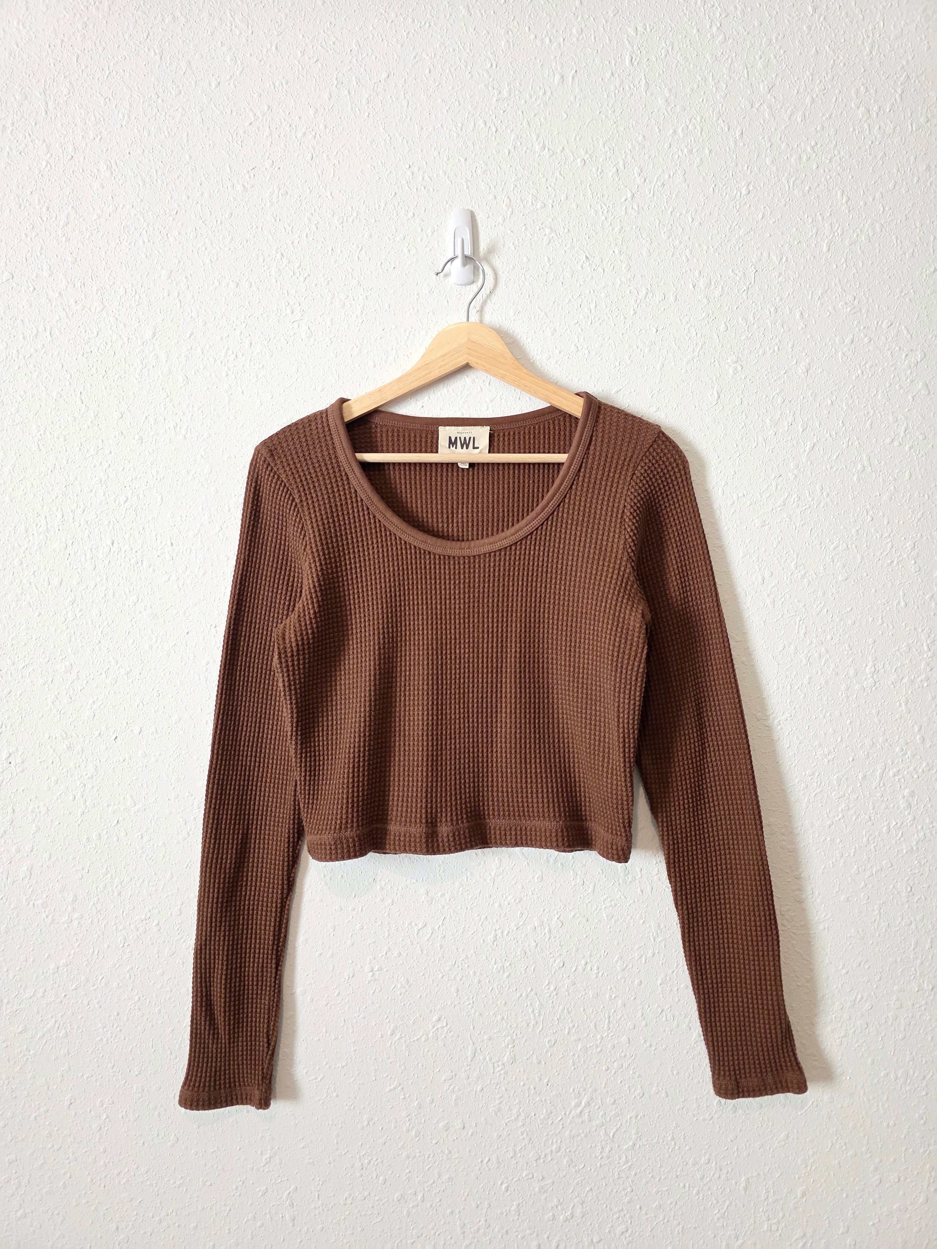 Madewell Brown Crop Waffle Tee (L)
