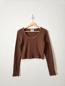 Madewell Brown Crop Waffle Tee (L)