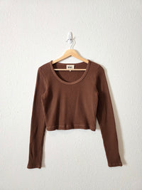 Madewell Brown Crop Waffle Tee (L)