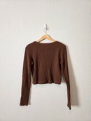 Madewell Brown Crop Waffle Tee (L)