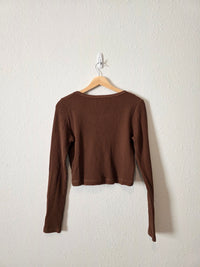 Madewell Brown Crop Waffle Tee (L)