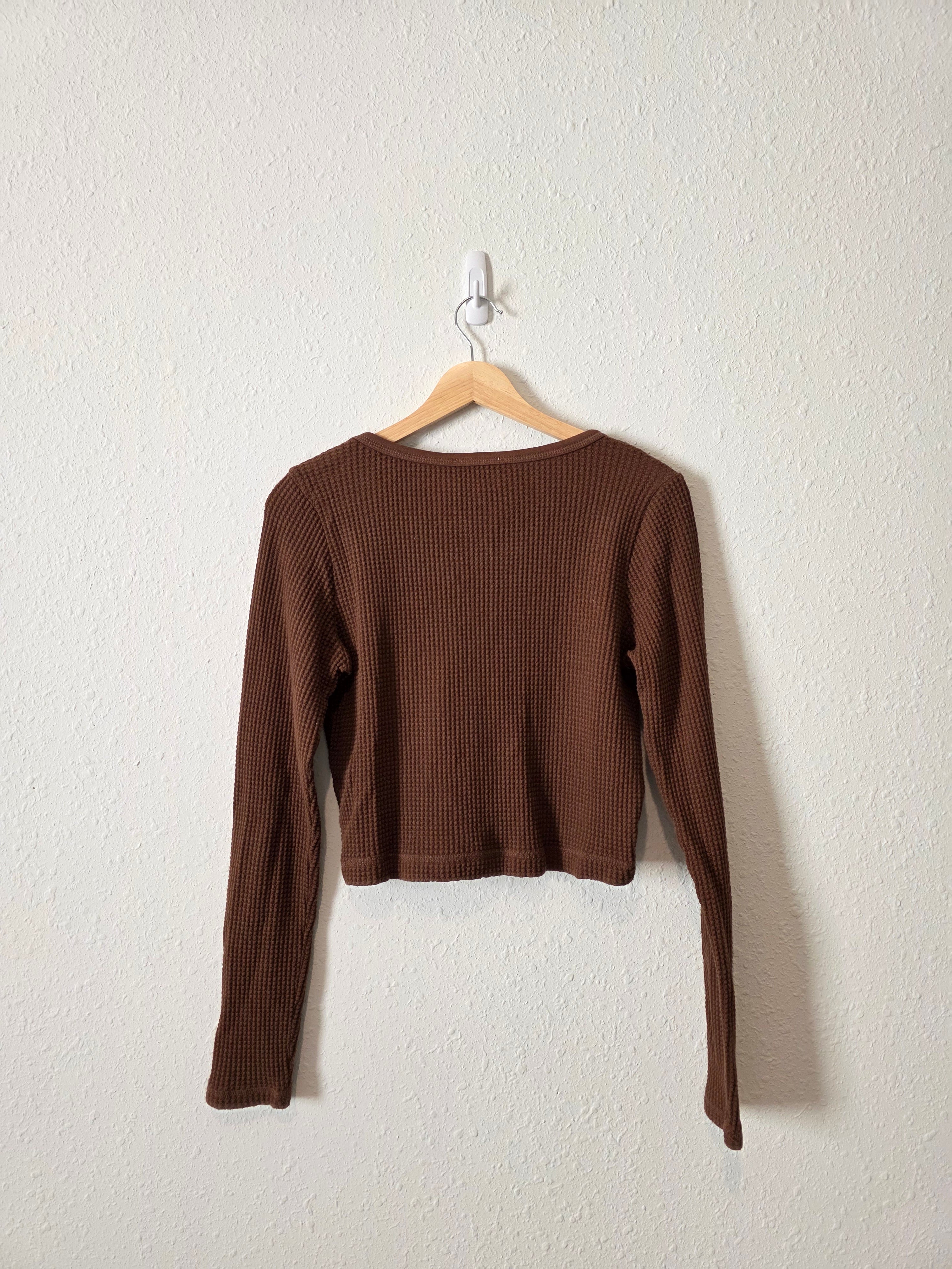 Madewell Brown Crop Waffle Tee (L)