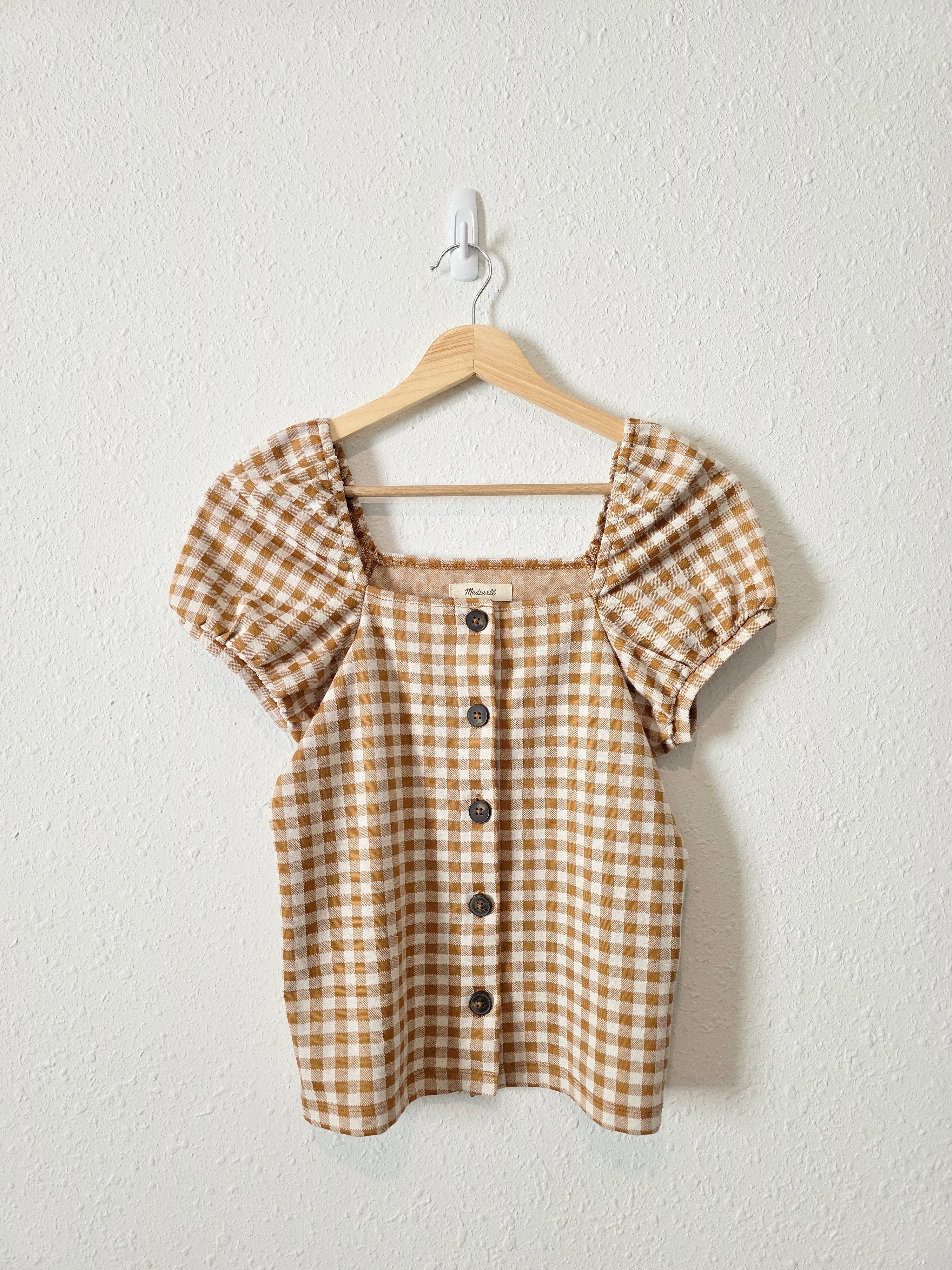 Madewell Gingham Square Neck Top (XXS)