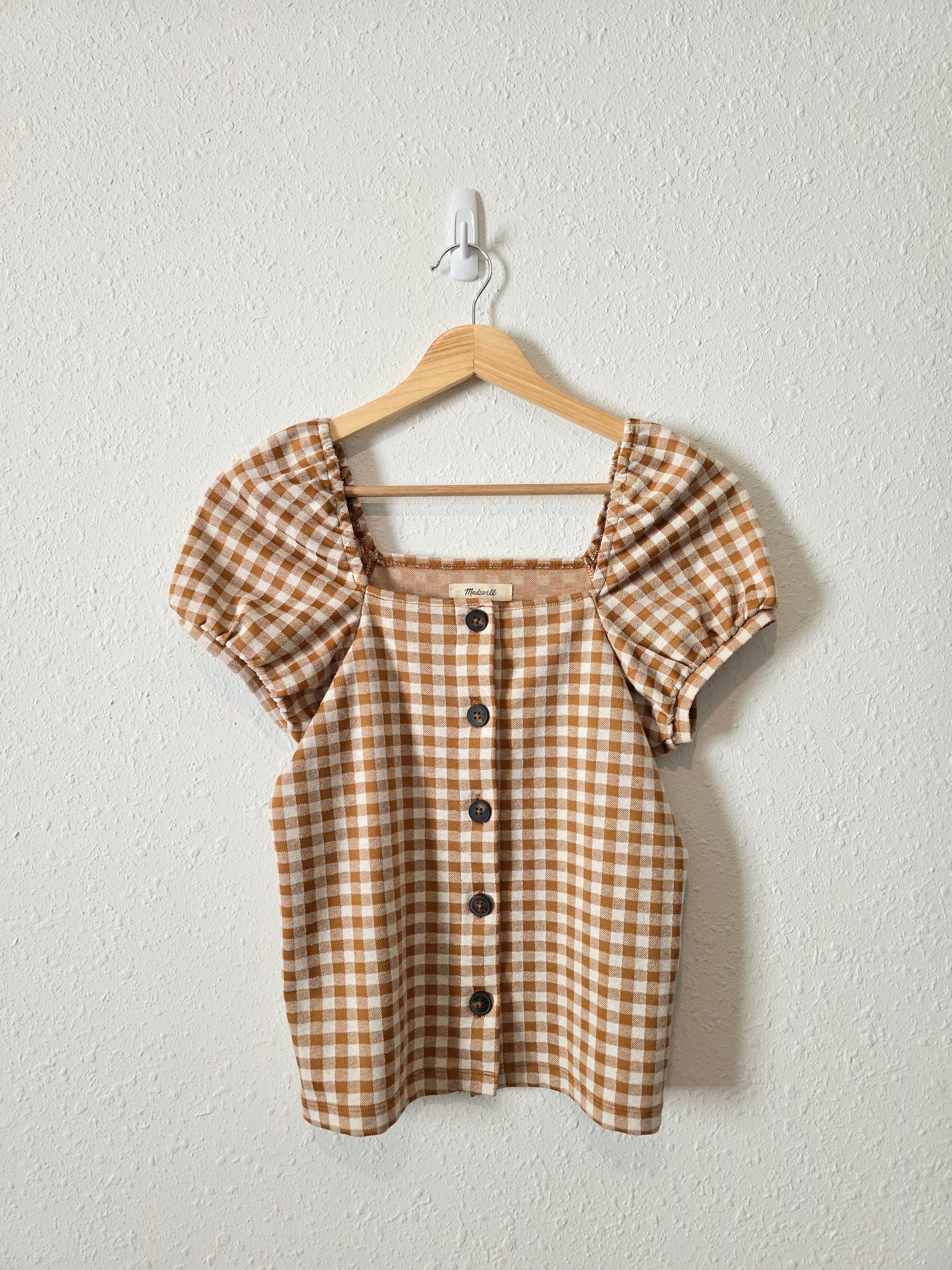 Madewell Gingham Square Neck Top (XXS)