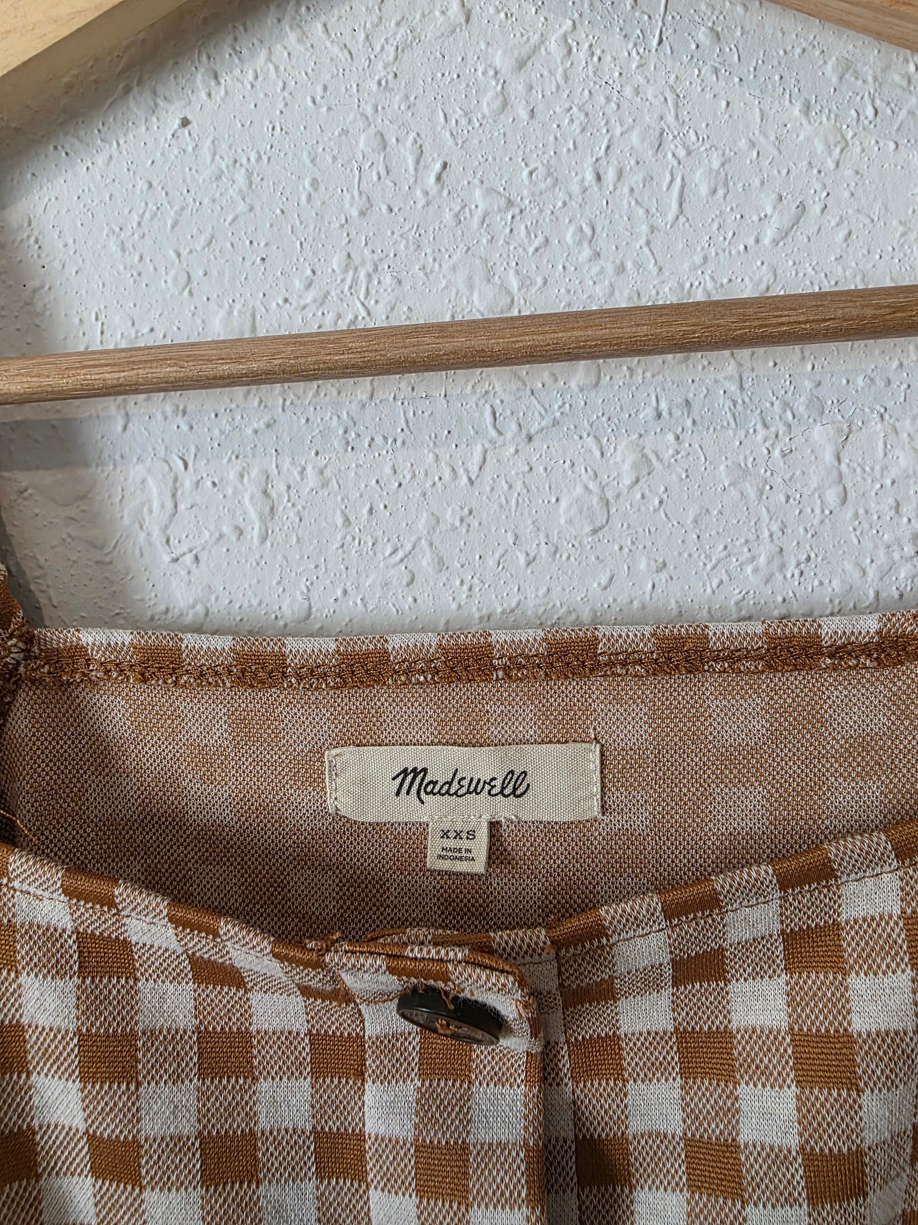 Madewell Gingham Square Neck Top (XXS)
