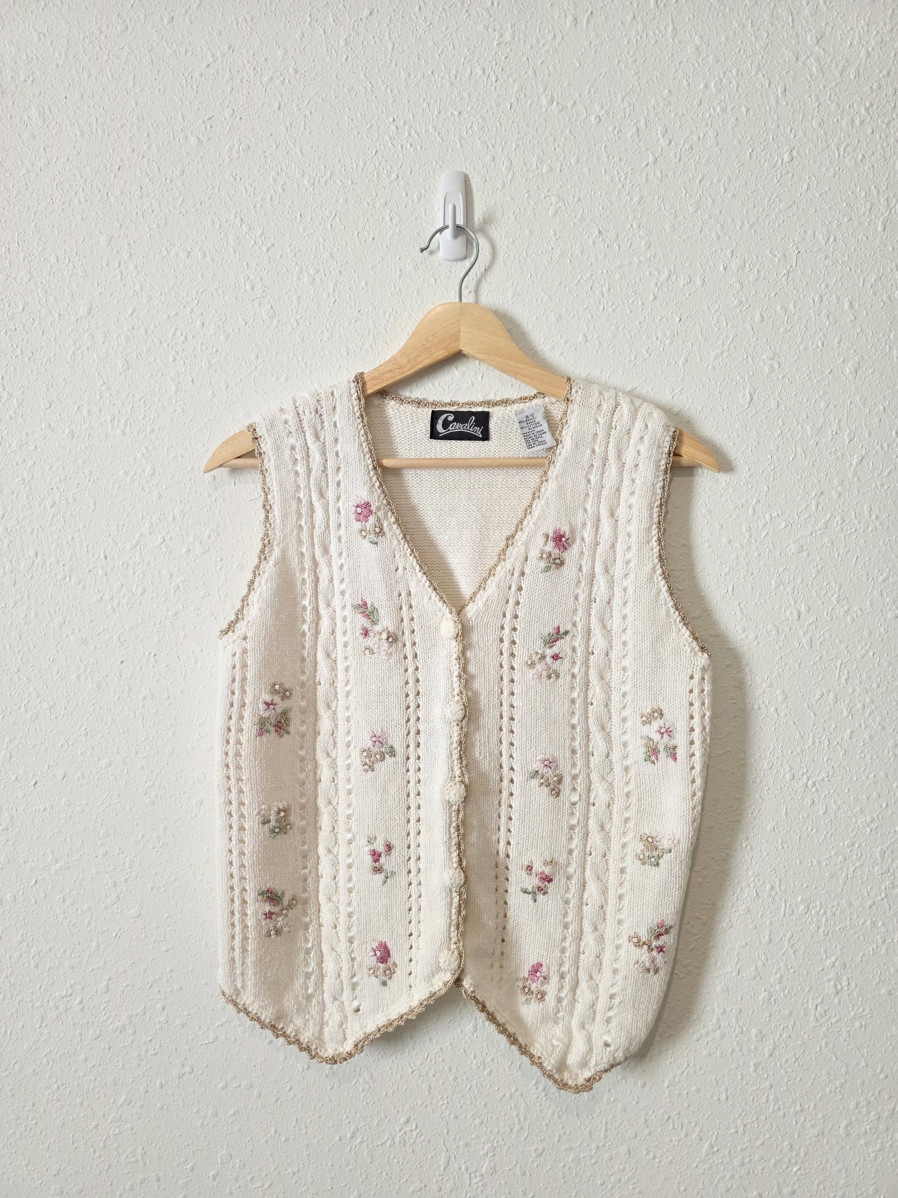 Vintage Floral Embroidered Vest (S)