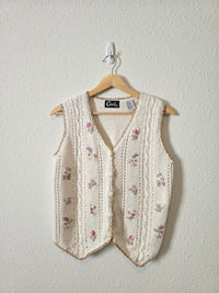 Vintage Floral Embroidered Vest (S)