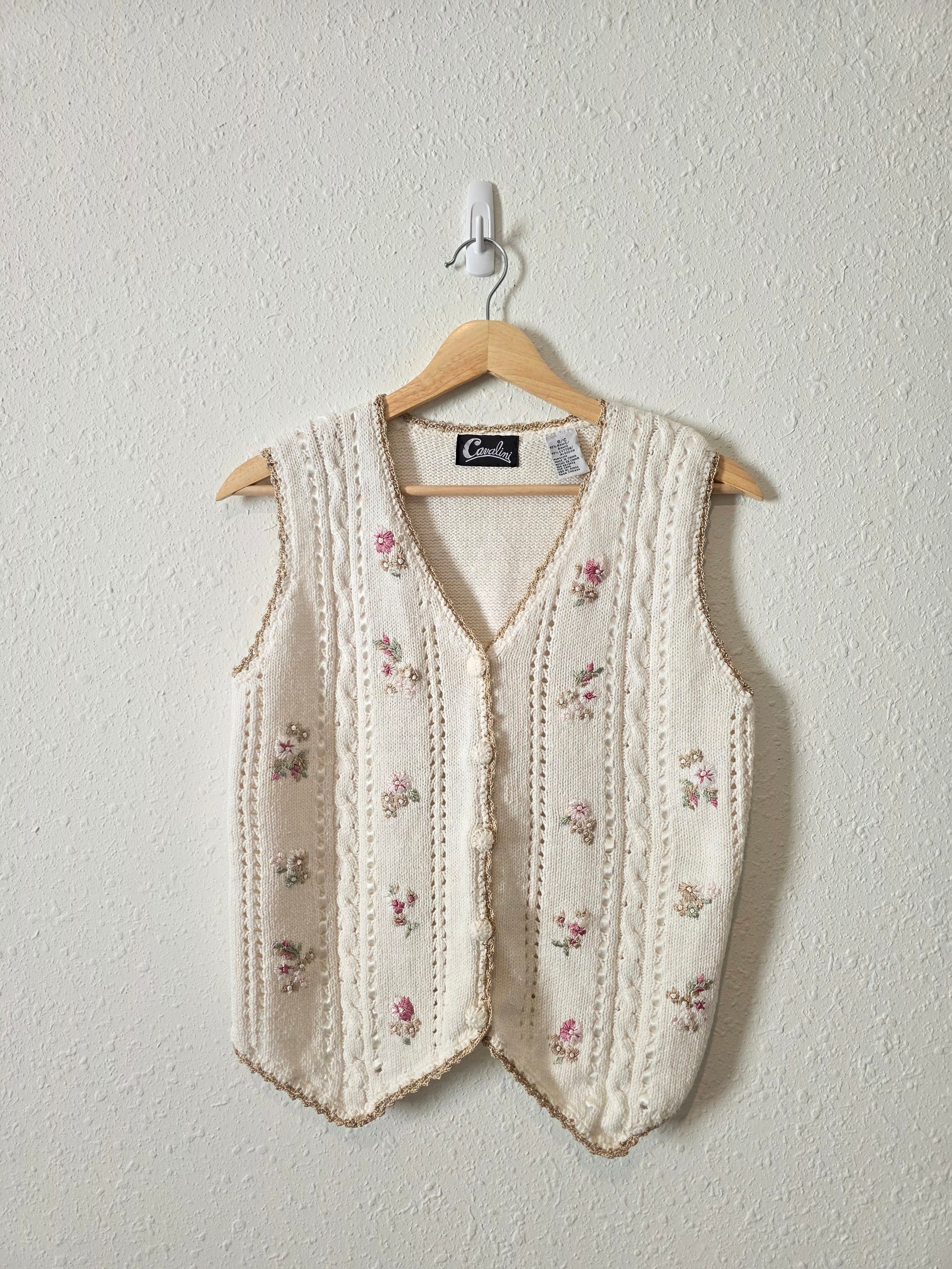 Vintage Floral Embroidered Vest (S)