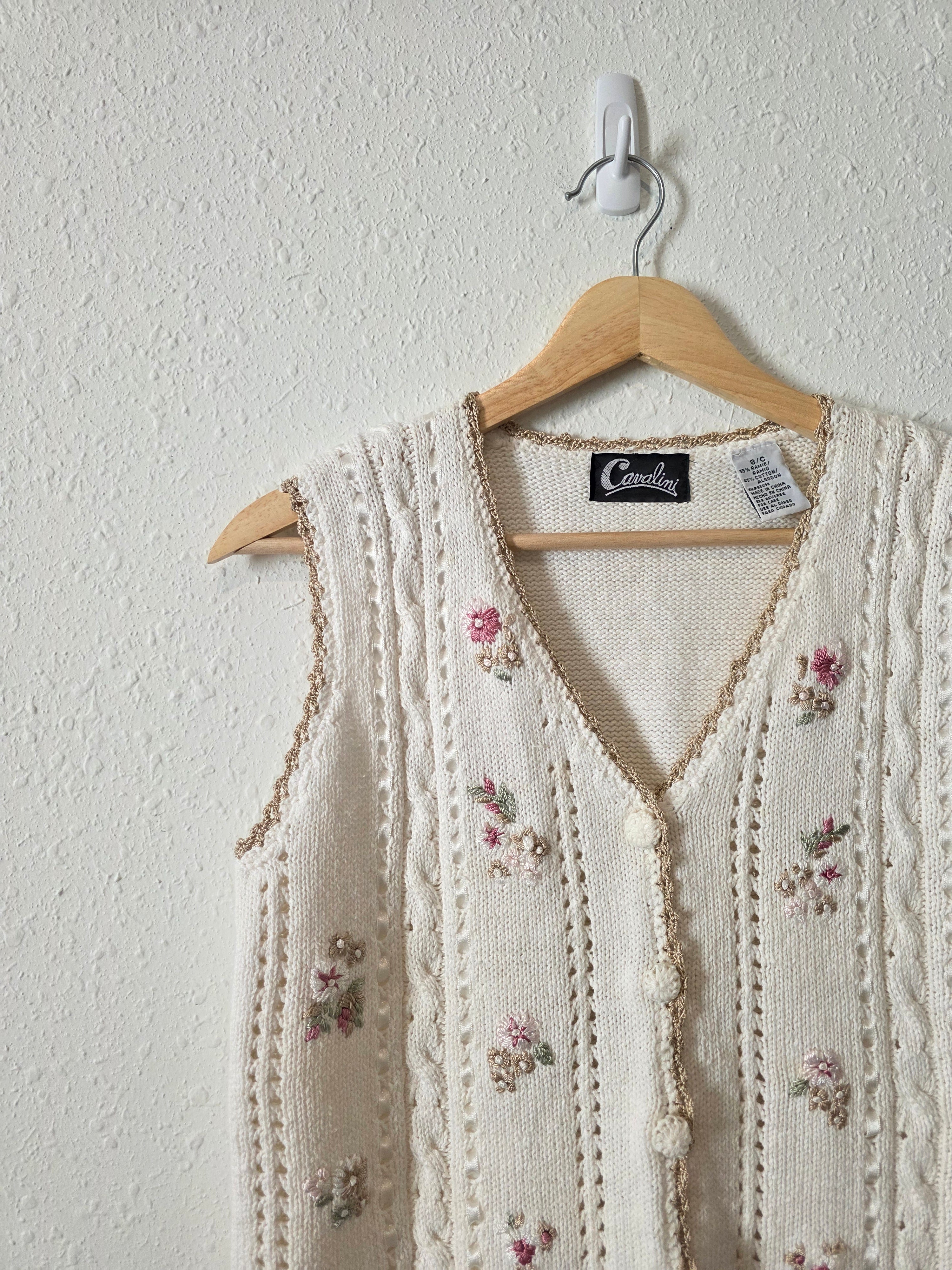 Vintage Floral Embroidered Vest (S)