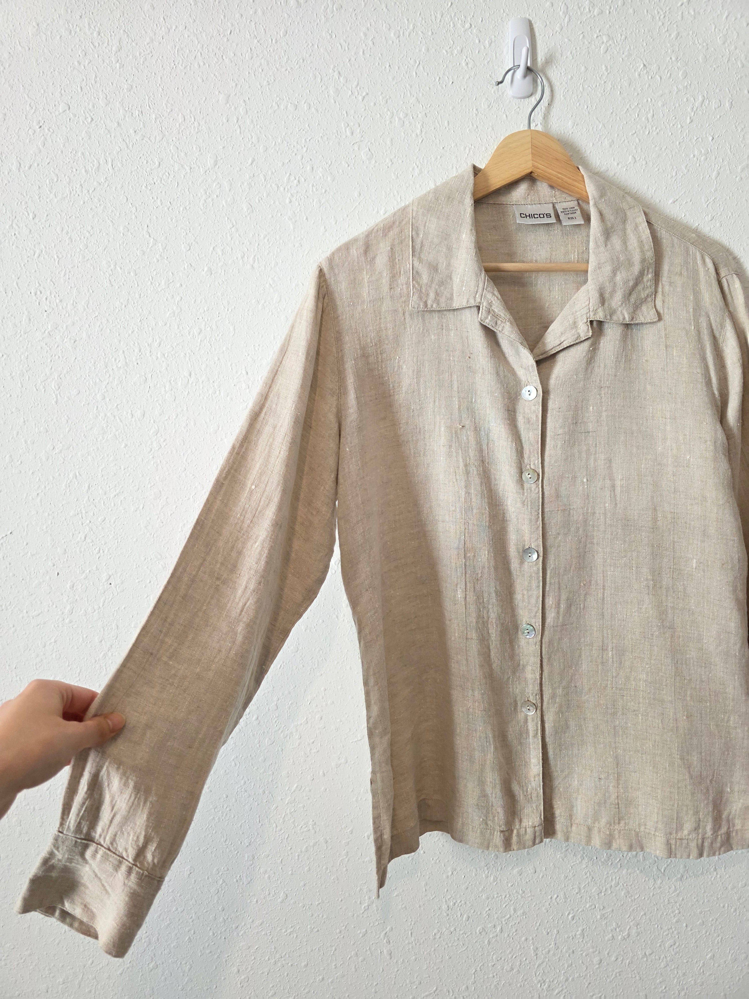 Vintage Linen Button Up Shirt (M)