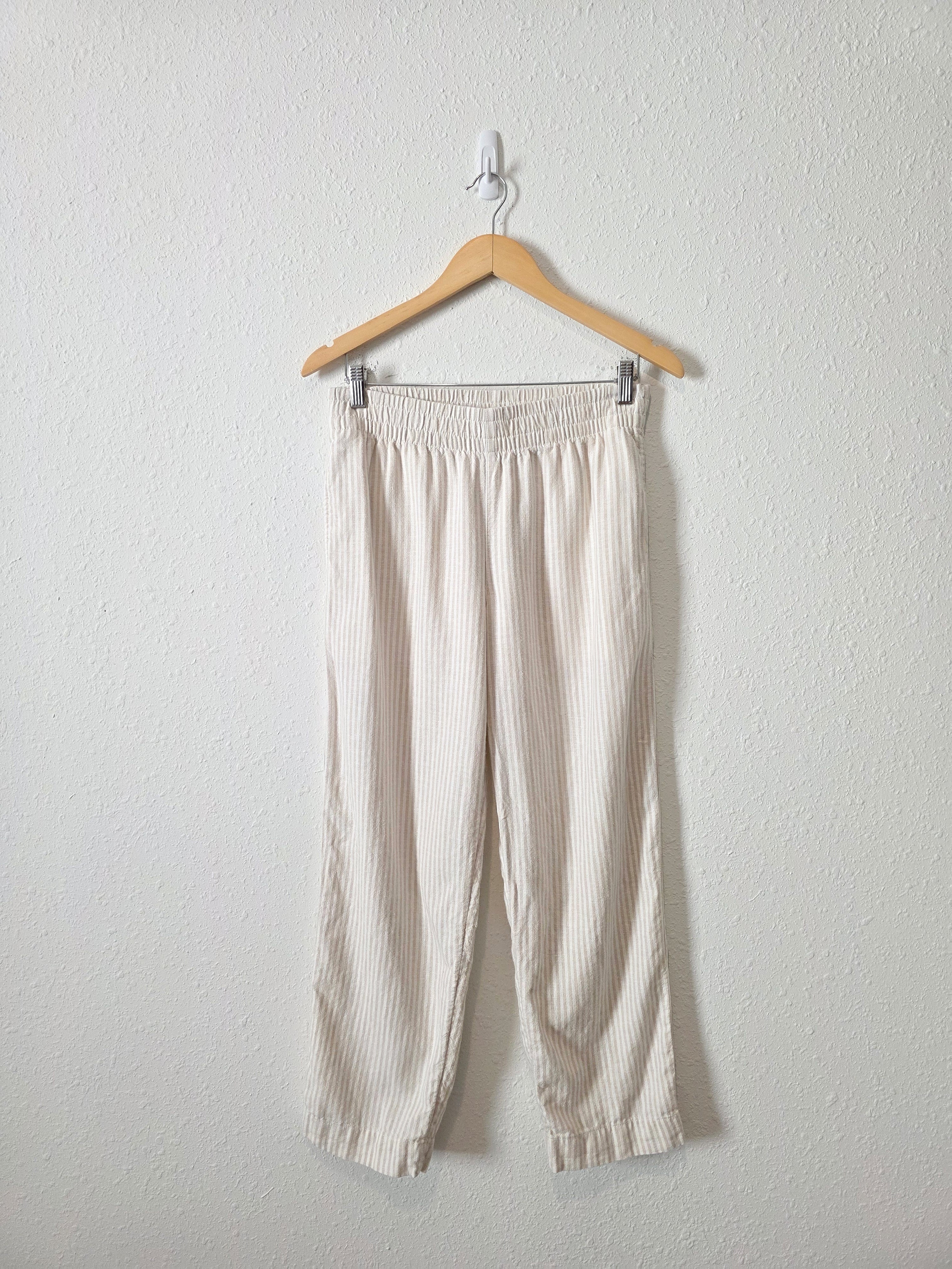Linen Blend Straight Pants (S)